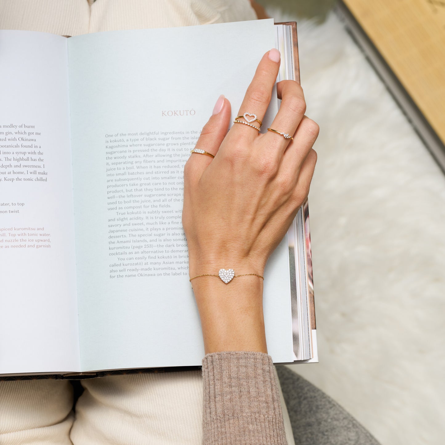 Pave Heart Lab-Created Diamond Bracelet in 14K Yellow Gold | Monte Luna