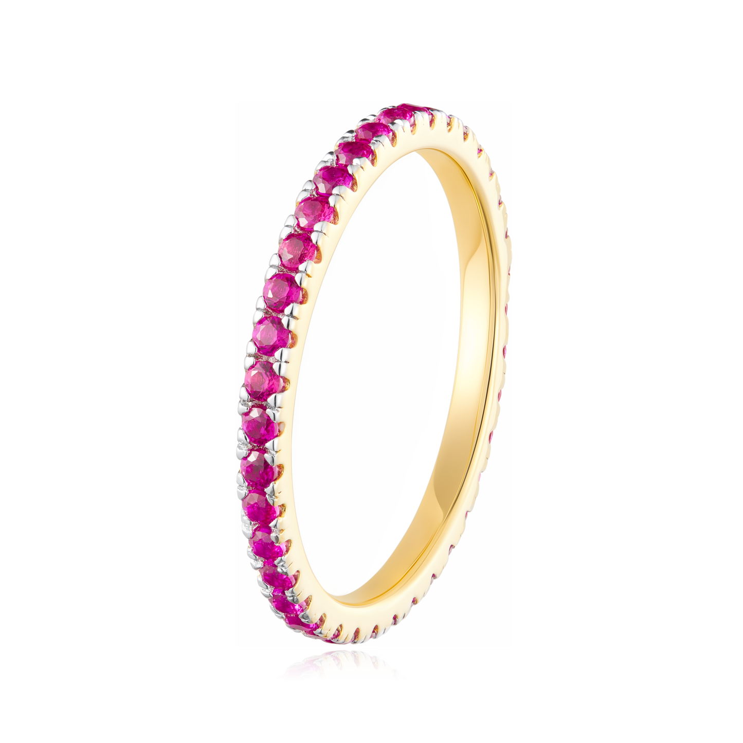 Lab-Created Ruby Eternity Ring in 14K Yellow Gold | Monte Luna