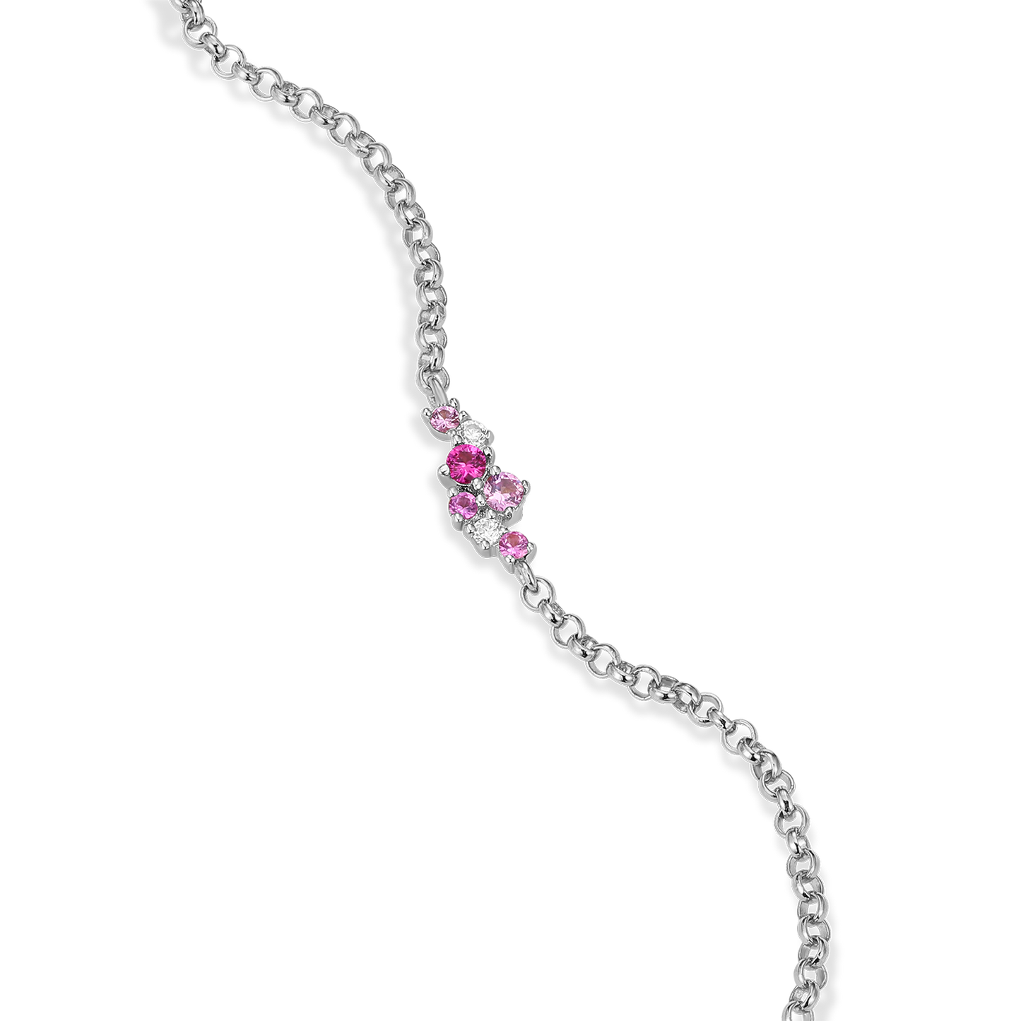Scattered Ombre Lab-Created Ruby & Diamond Bolo Bracelet in Rhodium-Plated Sterling Silver | M by Monte Luna