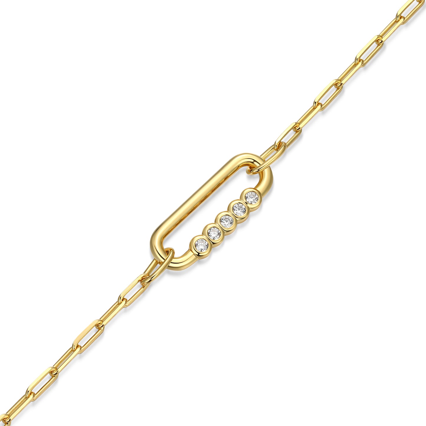 BB0304Y - Bezel-Set Paperclip Link Bracelet | m by monte luna
