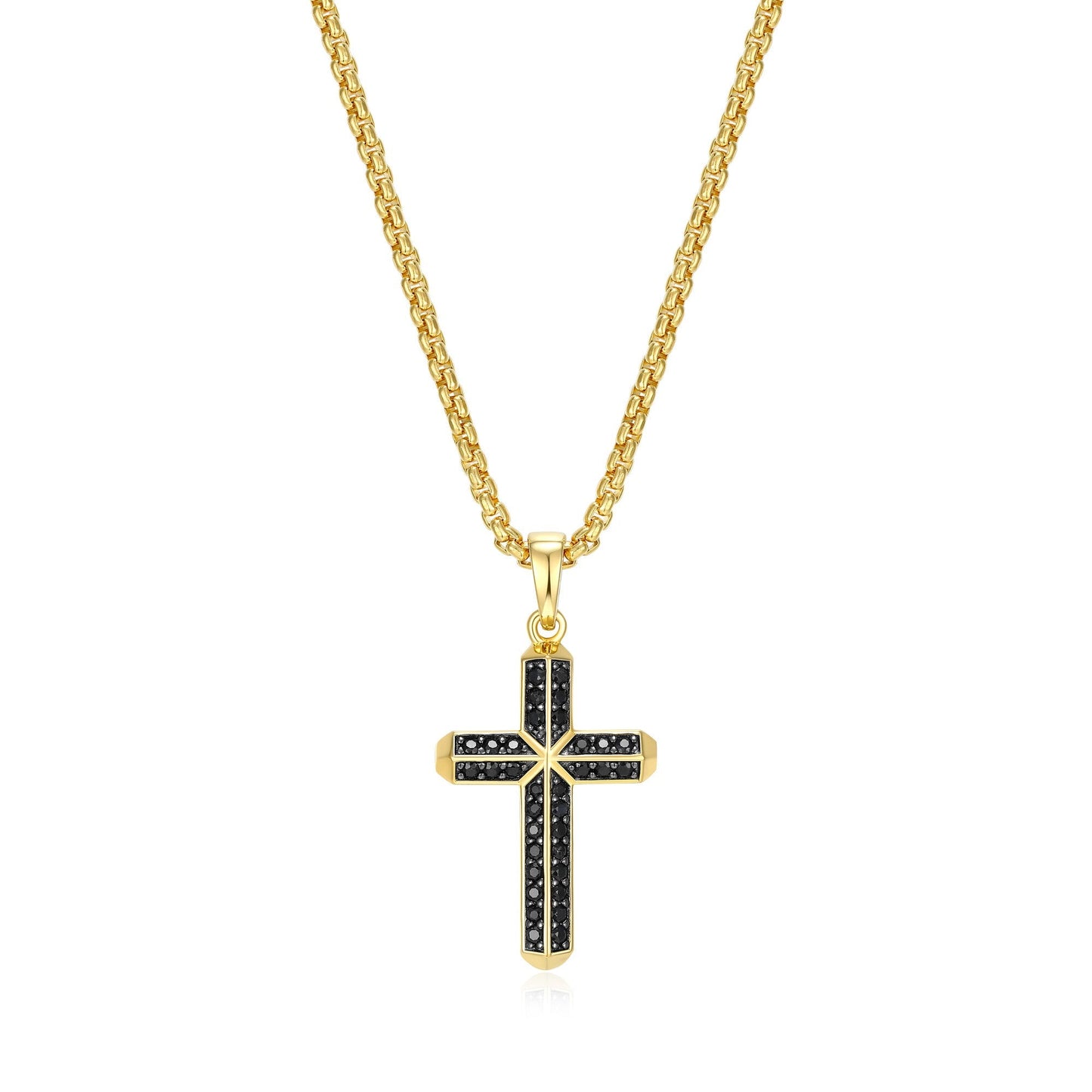 Black Ice Yellow Gold-Plated Sterling Silver Cross Pendant Necklace | ethos