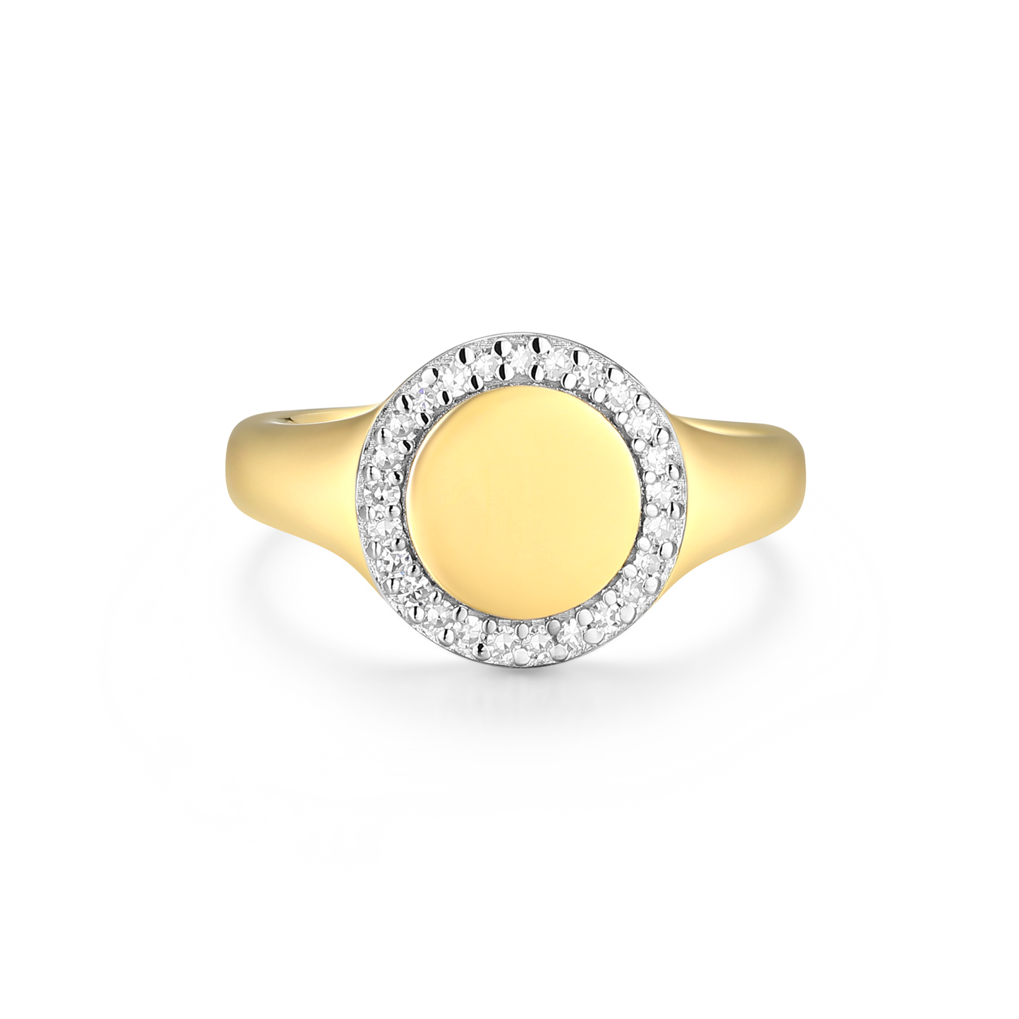 Lab-Created Diamond Pave-Framed Signet Ring in 14K Yellow Gold-Plated Sterling Silver | M by Monte Luna