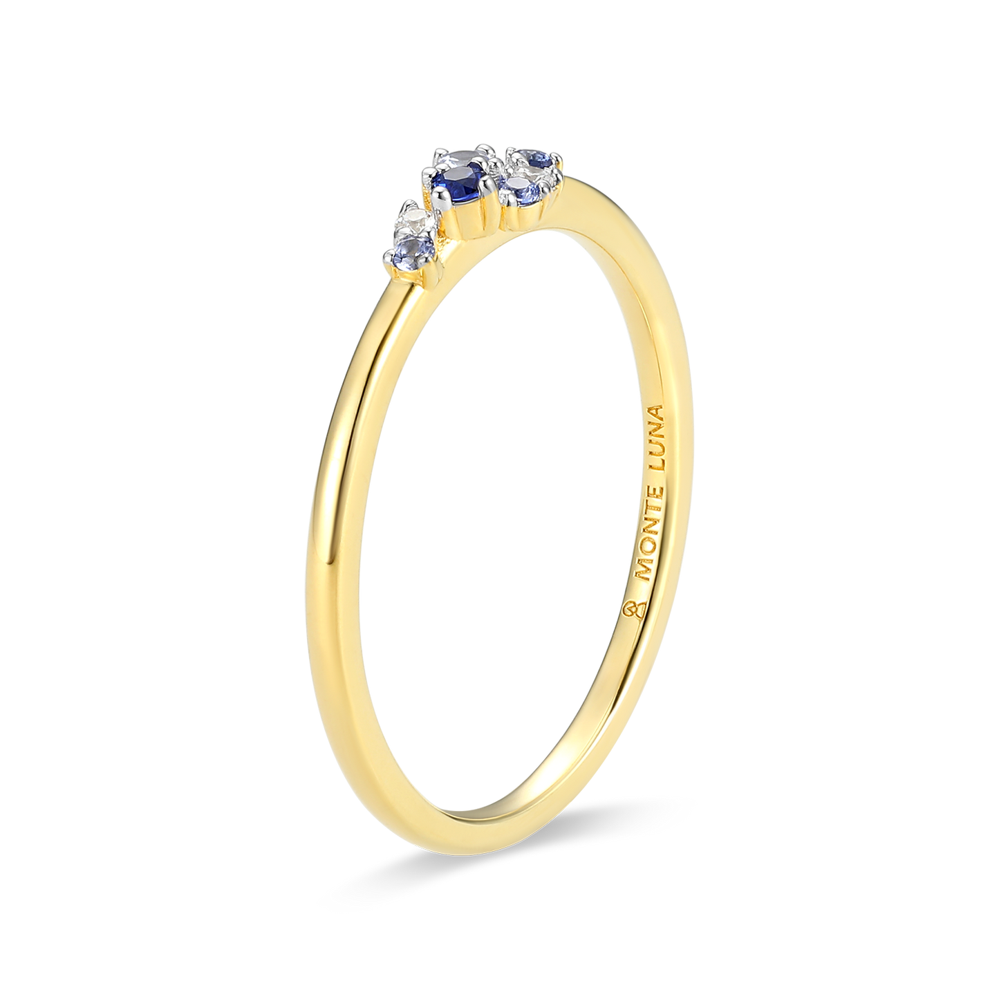 Scattered Ombre Lab-Created Sapphire & Diamond Ring in 14K Gold & Rhodium-Plated Sterling Silver | M by Monte Luna