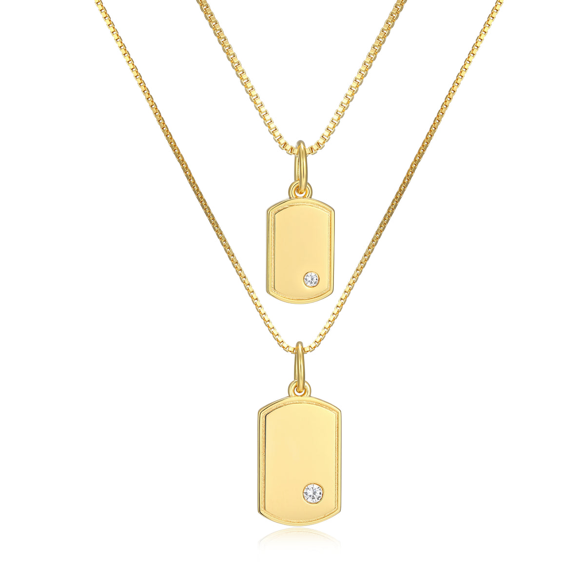 RN0221SET - Mini Me Petite Dog Tag Necklace Set | Reign