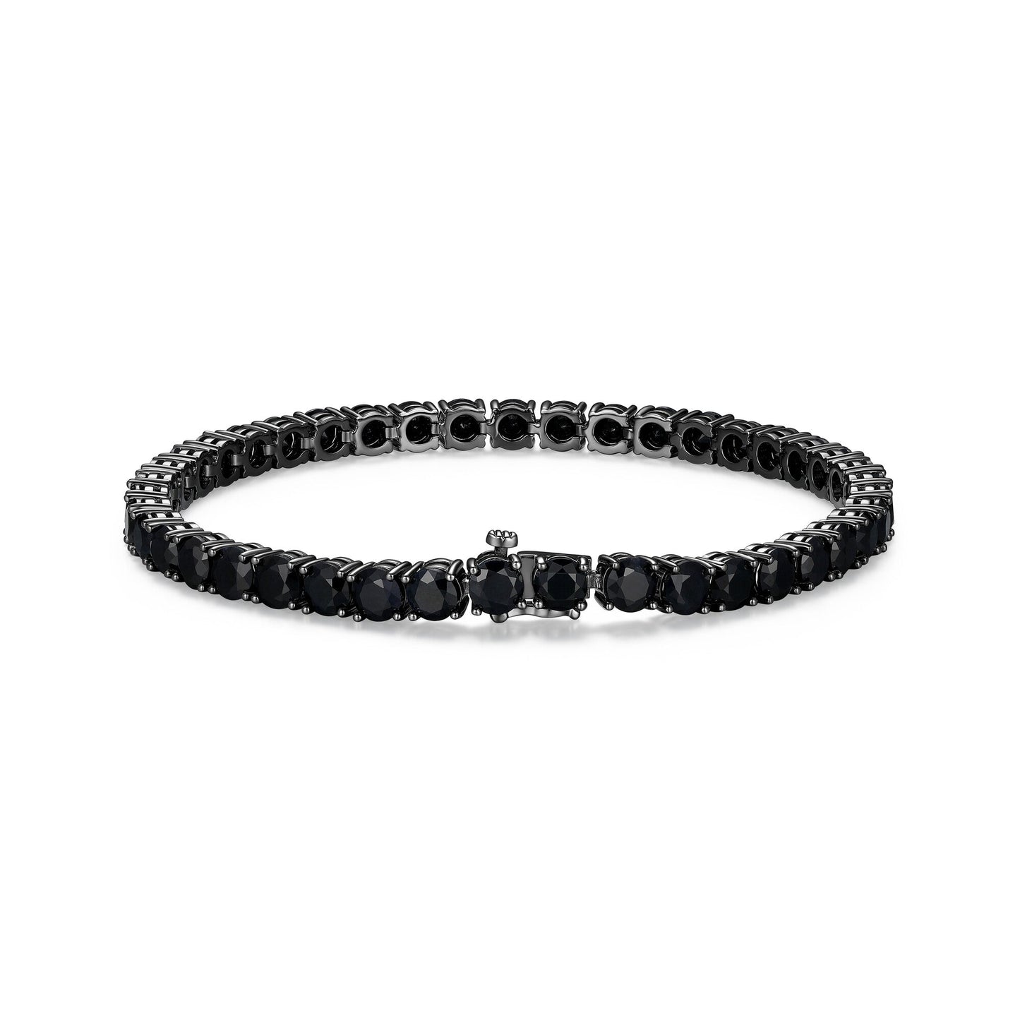 Basic Gunmetal Sterling Silver and Black Sapphire Bracelet - UB24B | ethos