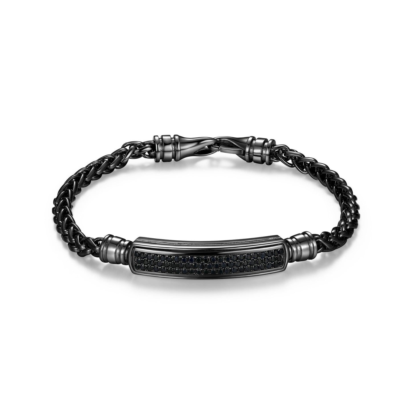 Black Ice Gunmetal Sterling Silver and Black Sapphire Bracelet - UB14 | ethos