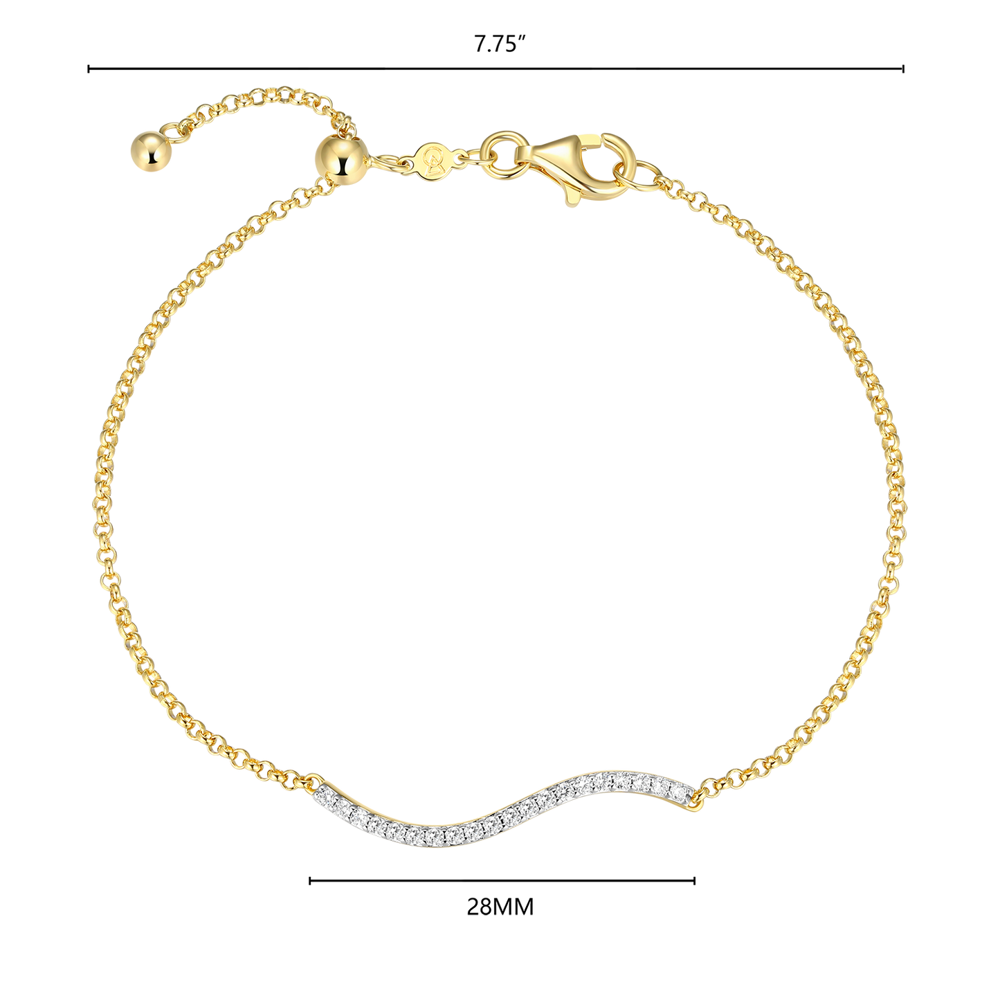 Wavy Bar Lab-Created Diamond Bolo Bracelet in 14K Yellow Gold-Plated Sterling Silver | M by Monte Luna
