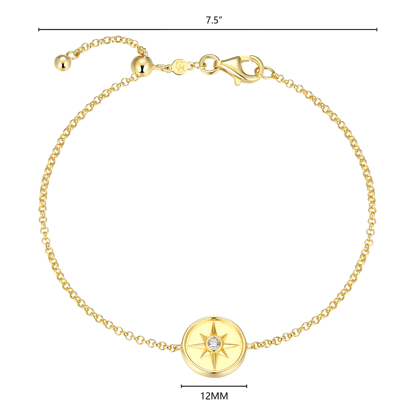North Star Medallion Lab-Created Diamond Bolo Bracelet in 14K Yellow Gold-Plated Sterling Silver | M by Monte Luna
