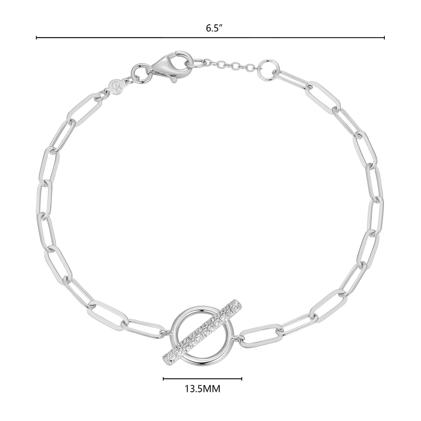 Lab-Created Diamond Toggle-Look Paperclip Bracelet in Rhodium-Plated Sterling Silver | M by Monte Luna