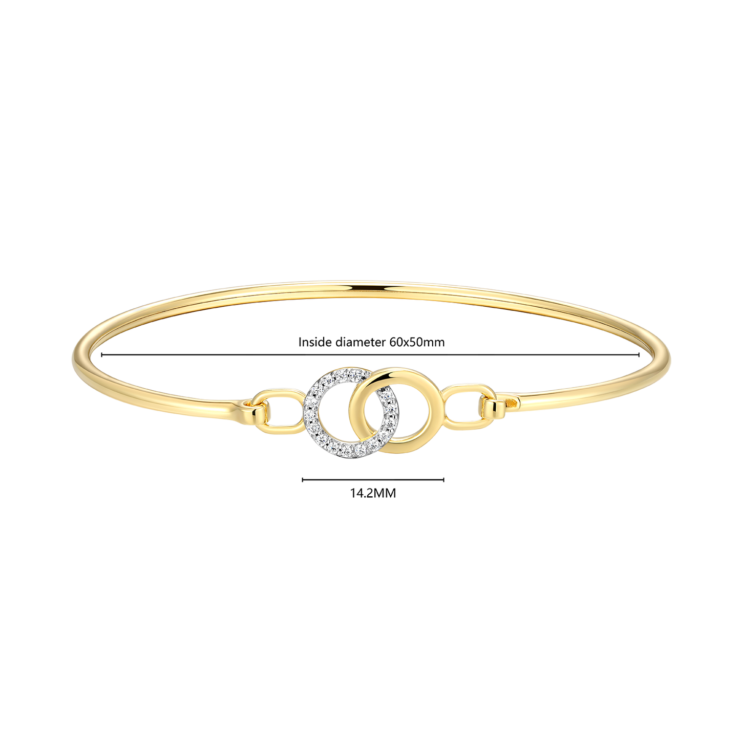 Twin Circle Lab-Created Diamond Flex Bangle in 14K Yellow Gold-Plated Sterling Silver | M by Monte Luna