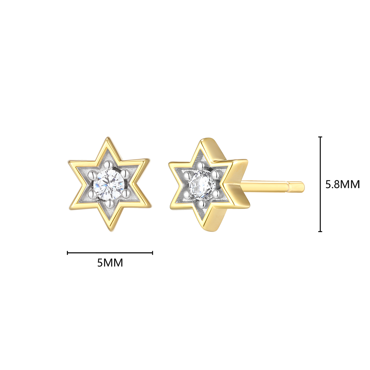 Star of David Lab-Created Diamond Stud Earrings in 14K Yellow Gold-Plated Sterling Silver | M by Monte Luna