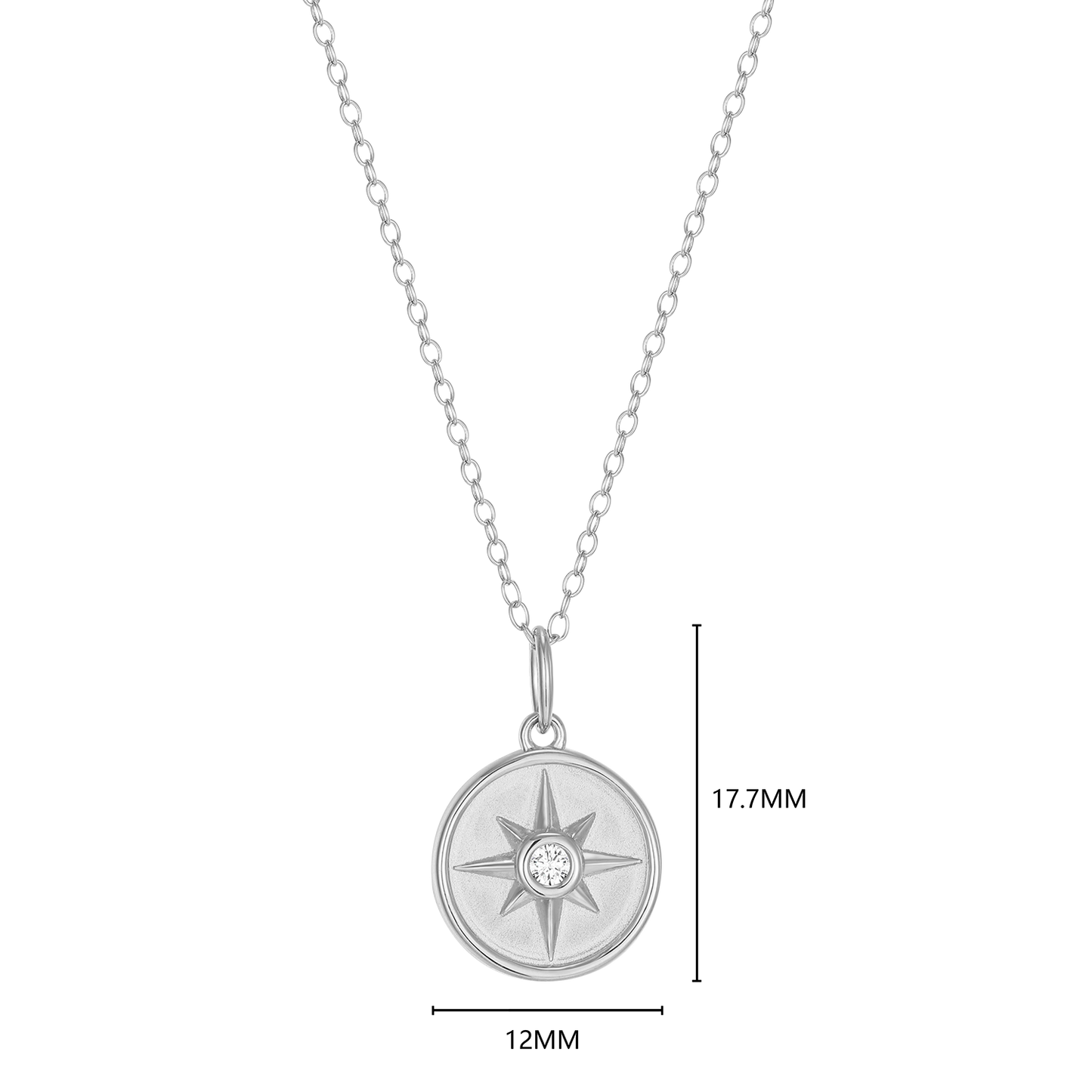 North Star Medallion Lab-Created Diamond Pendant Necklace in Rhodium-Plated Sterling Silver | M by Monte Luna