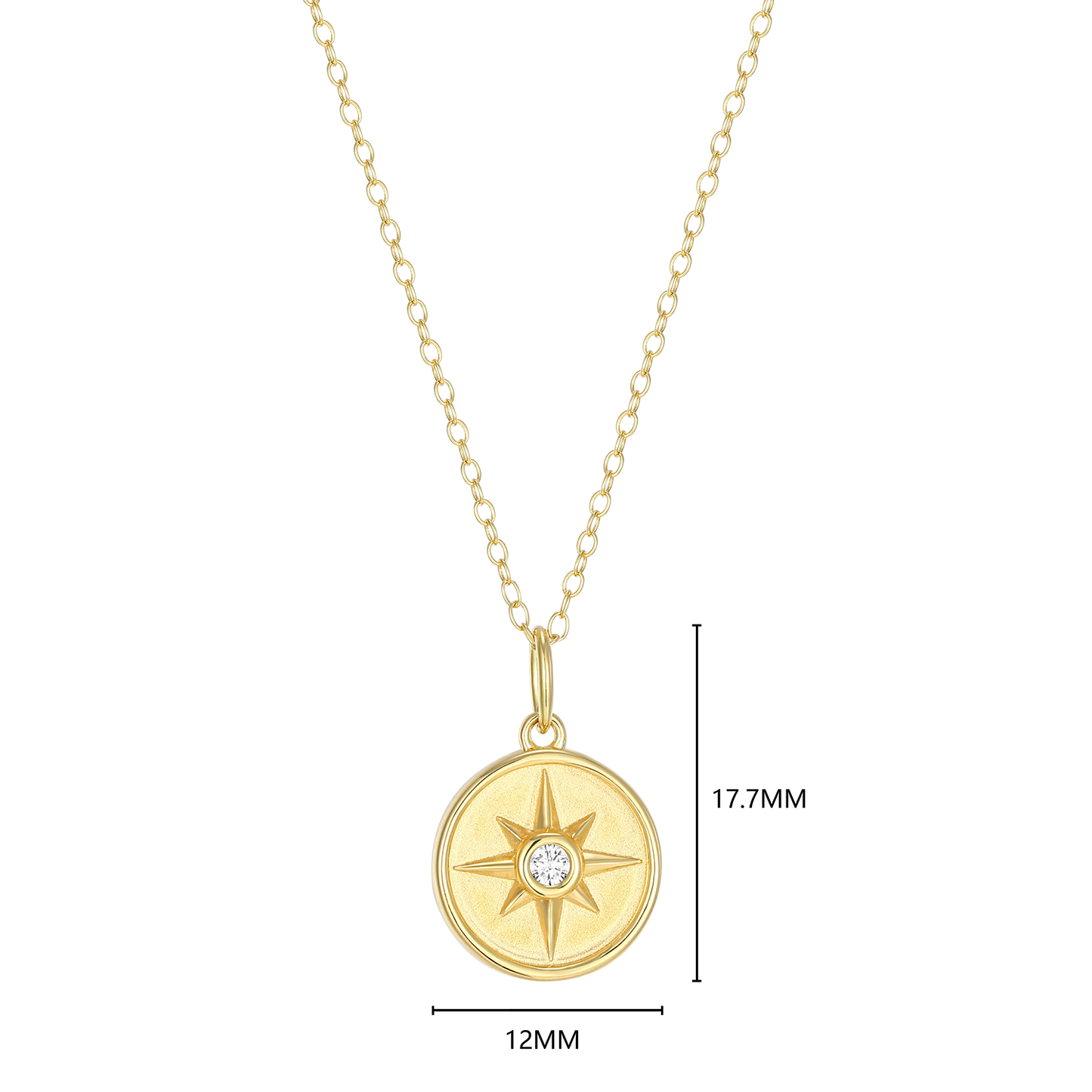 North Star Medallion Lab-Created Diamond Pendant Necklace in 14K Yellow Gold-Plated Sterling Silver | M by Monte Luna