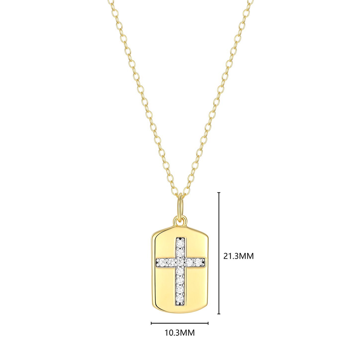 Cross Tag Lab-Created Diamond Pendant Necklace in 14K Yellow Gold-Plated Sterling Silver | M by Monte Luna