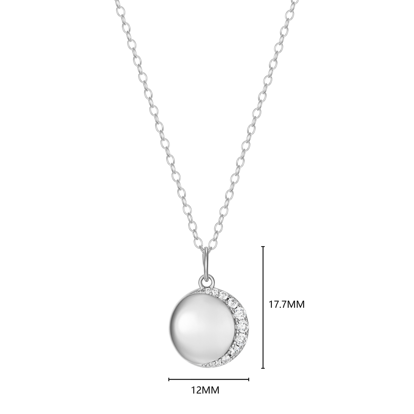 Crescent Medallion Lab-Created Diamond Pendant Necklace in Rhodium-Plated Sterling Silver | M by Monte Luna