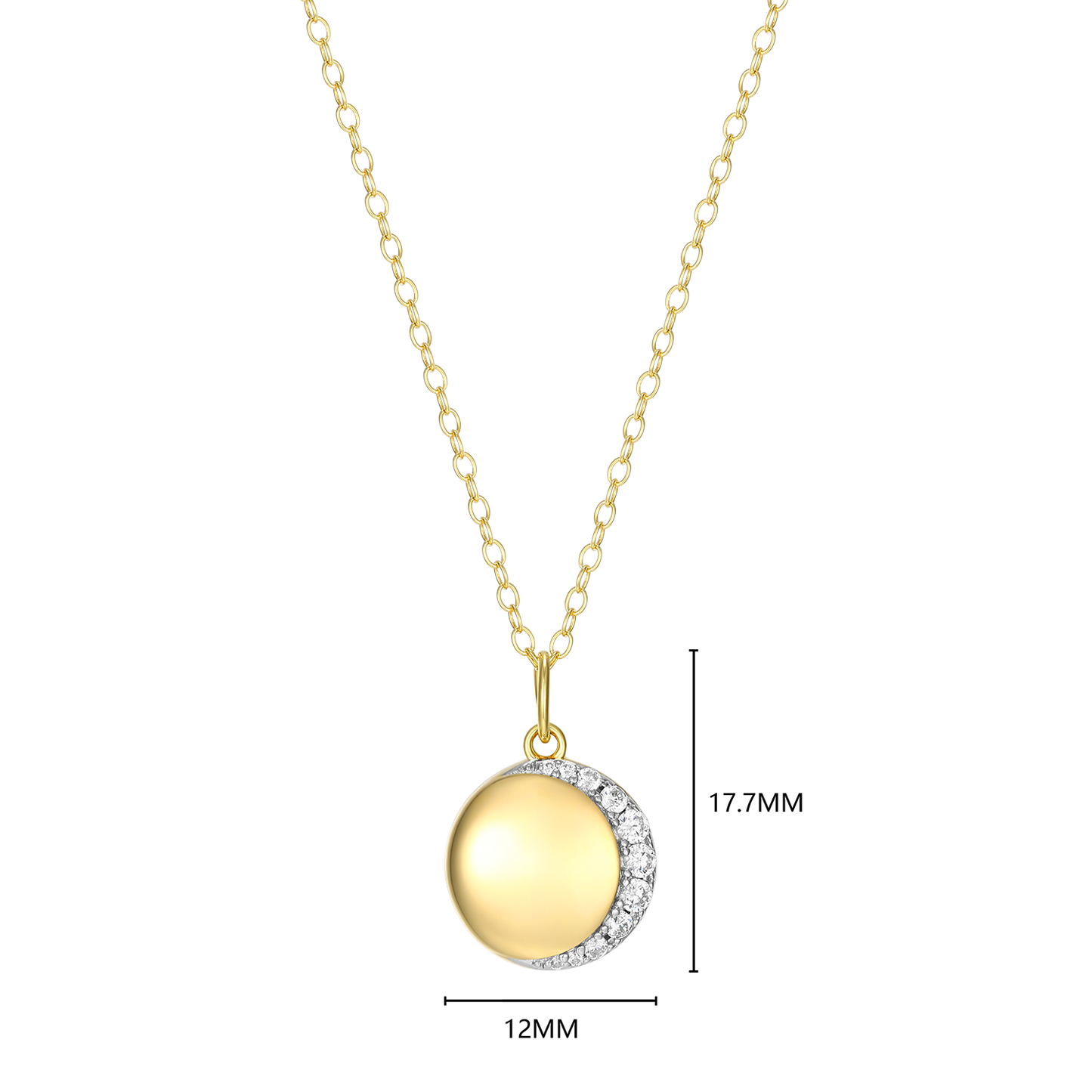 Crescent Medallion Lab-Created Diamond Pendant Necklace in 14K Yellow Gold-Plated Sterling Silver | M by Monte Luna