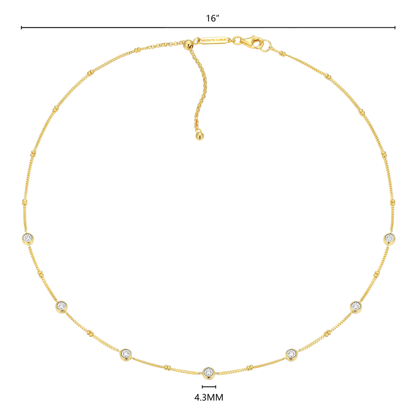 Bezel Station Lab-Created Diamond Beaded Bolo Necklace in 14K Yellow Gold-Plated Sterling Silver | M by Monte Luna
