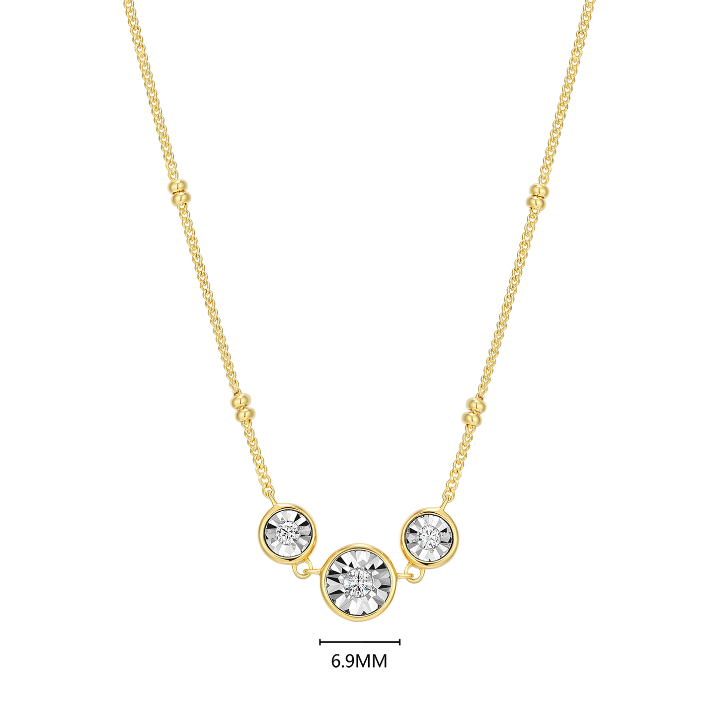 Trio Bezel-Set Lab-Created Diamond Beaded Bolo Necklace in 14K Yellow Gold-Plated Sterling Silver | M by Monte Luna