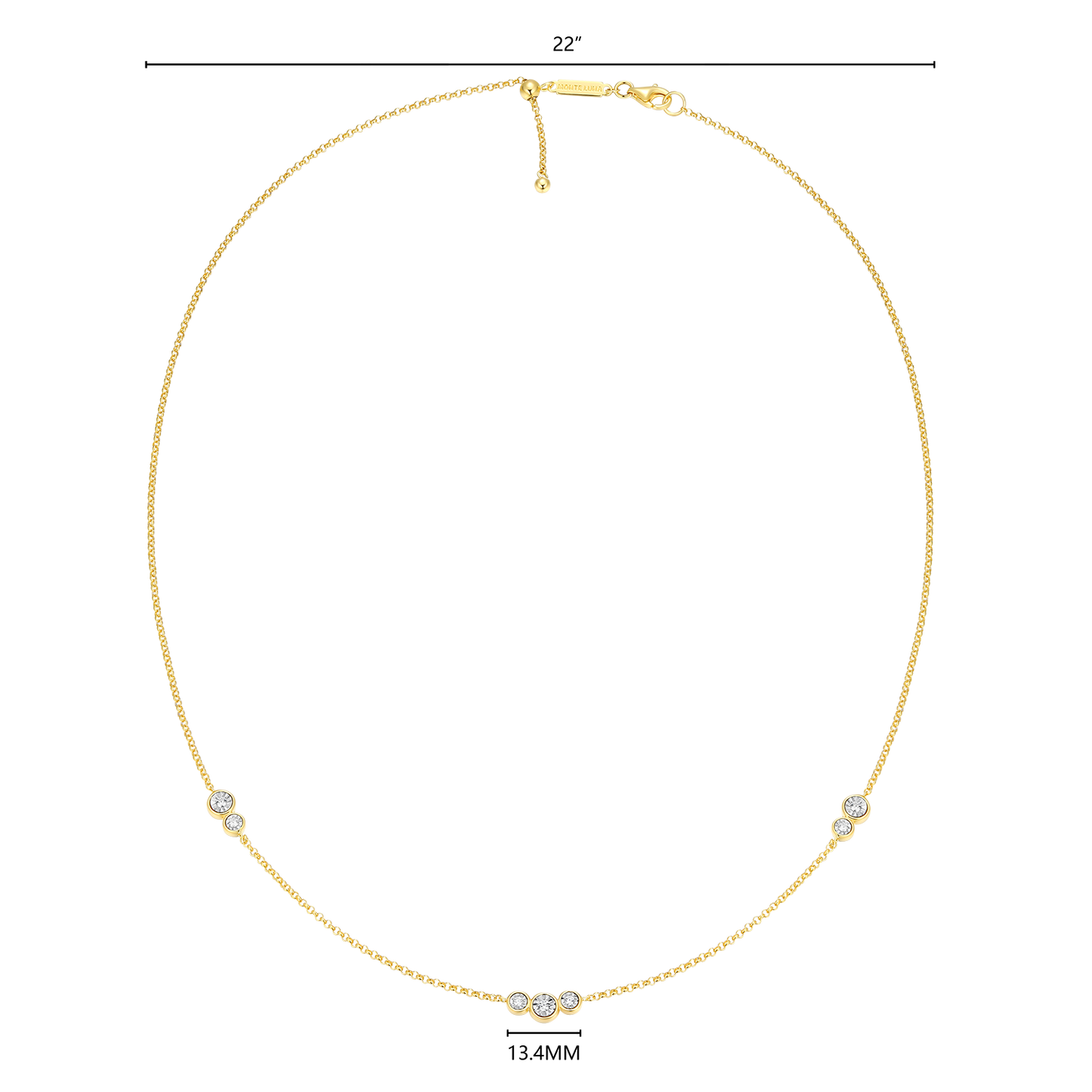Trio Bezel-Set Lab-Created Diamond Station Bolo Necklace in 14K Yellow Gold-Plated Sterling Silver | M by Monte Luna