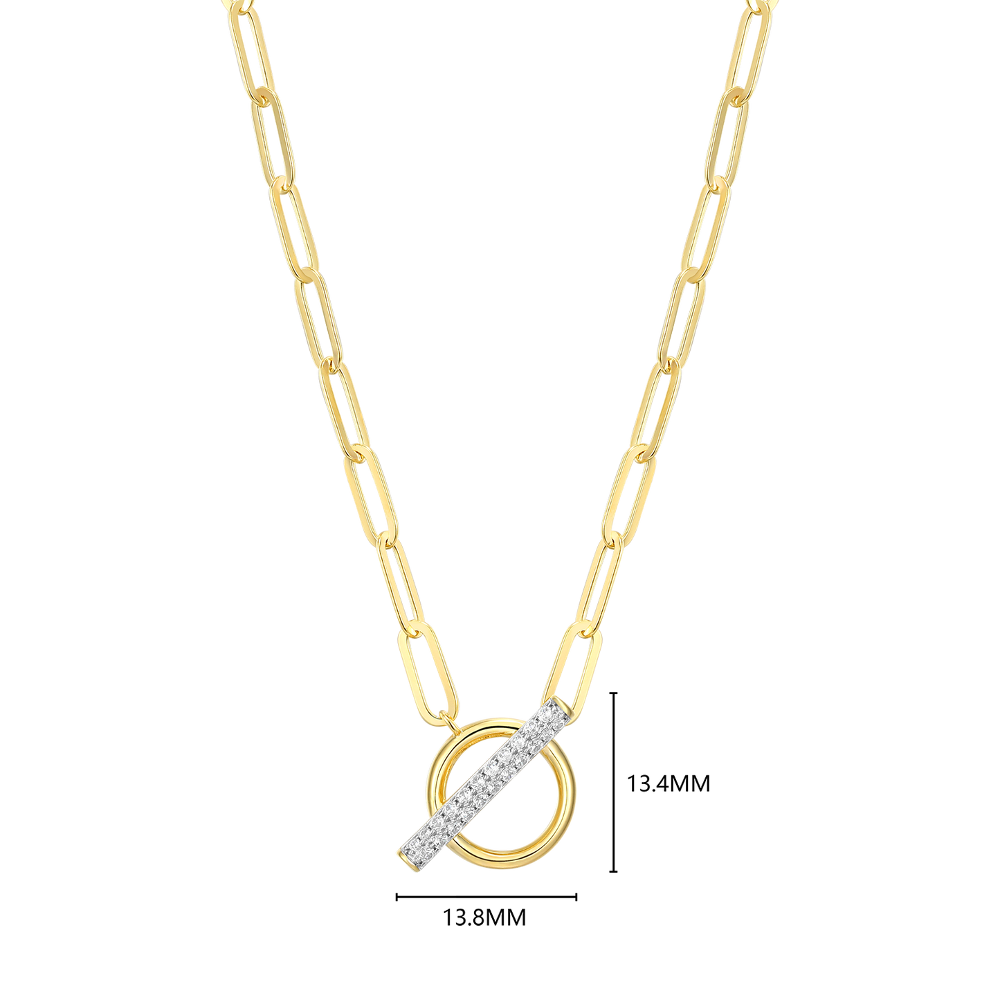 Lab-Created Diamond Toggle-Look Paperclip Necklace in 14K Yellow Gold-Plated Sterling Silver | M by Monte Luna