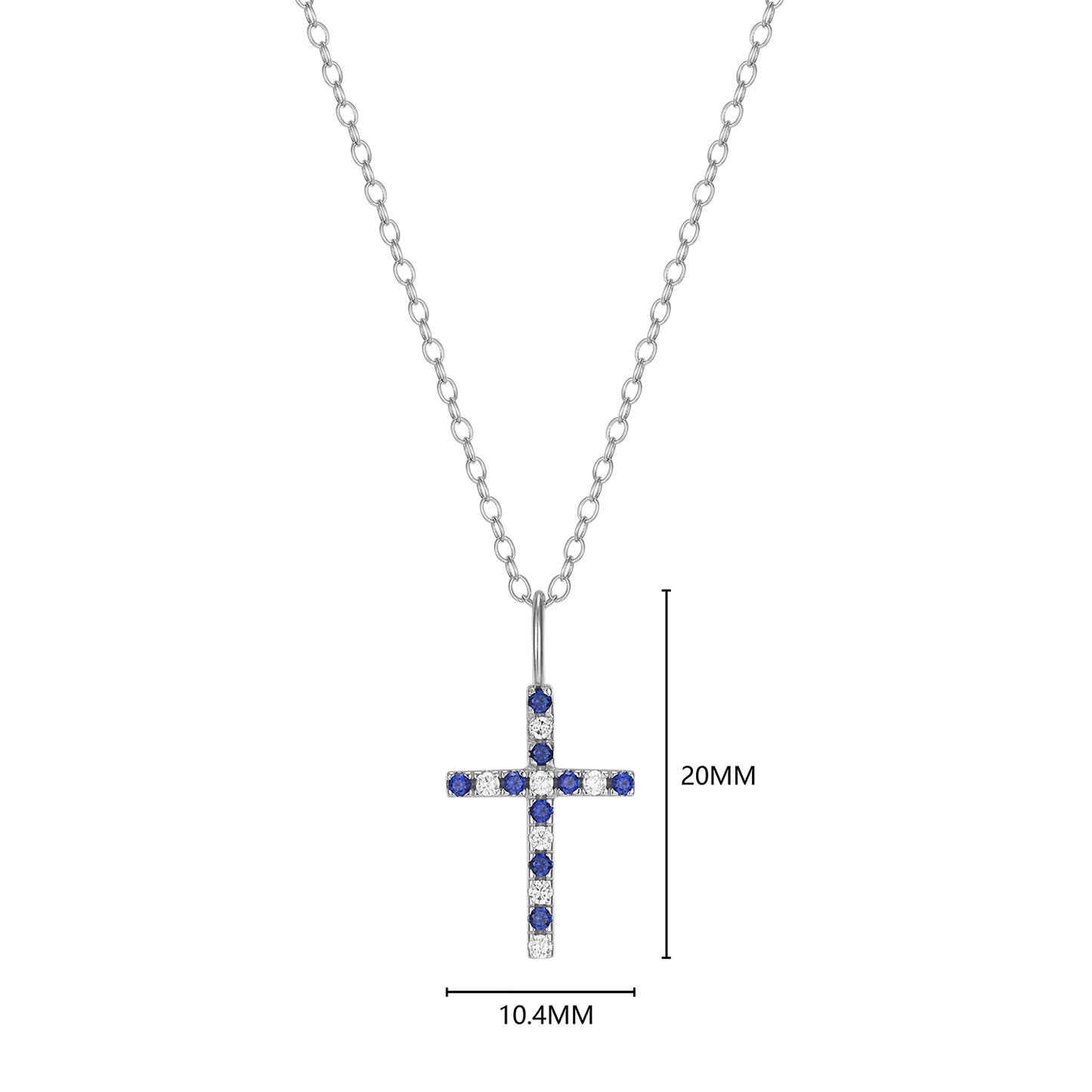 Cross Lab-Created Sapphire & Diamond Pendant Necklace in Rhodium-Plated Sterling Silver | M by Monte Luna