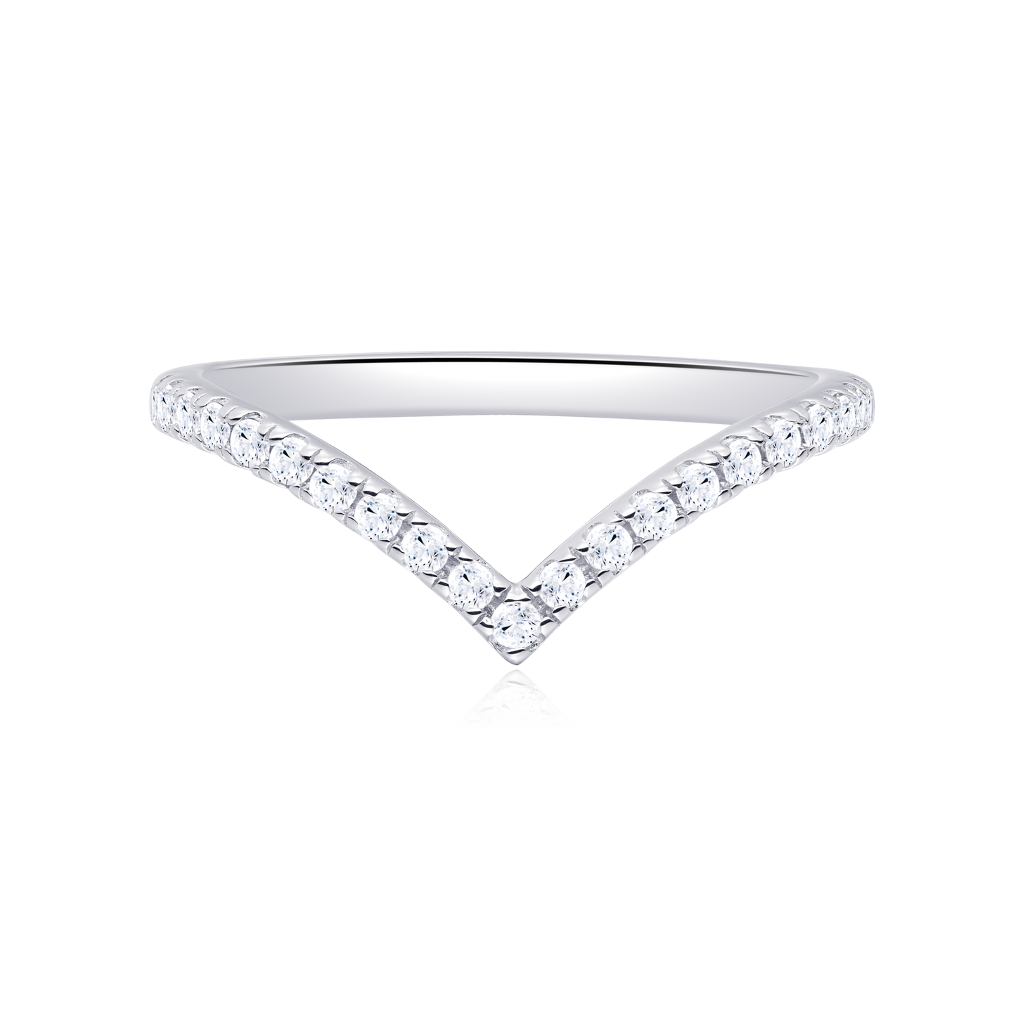 Chevron Pave Ring in 14K White Gold | Monte Luna