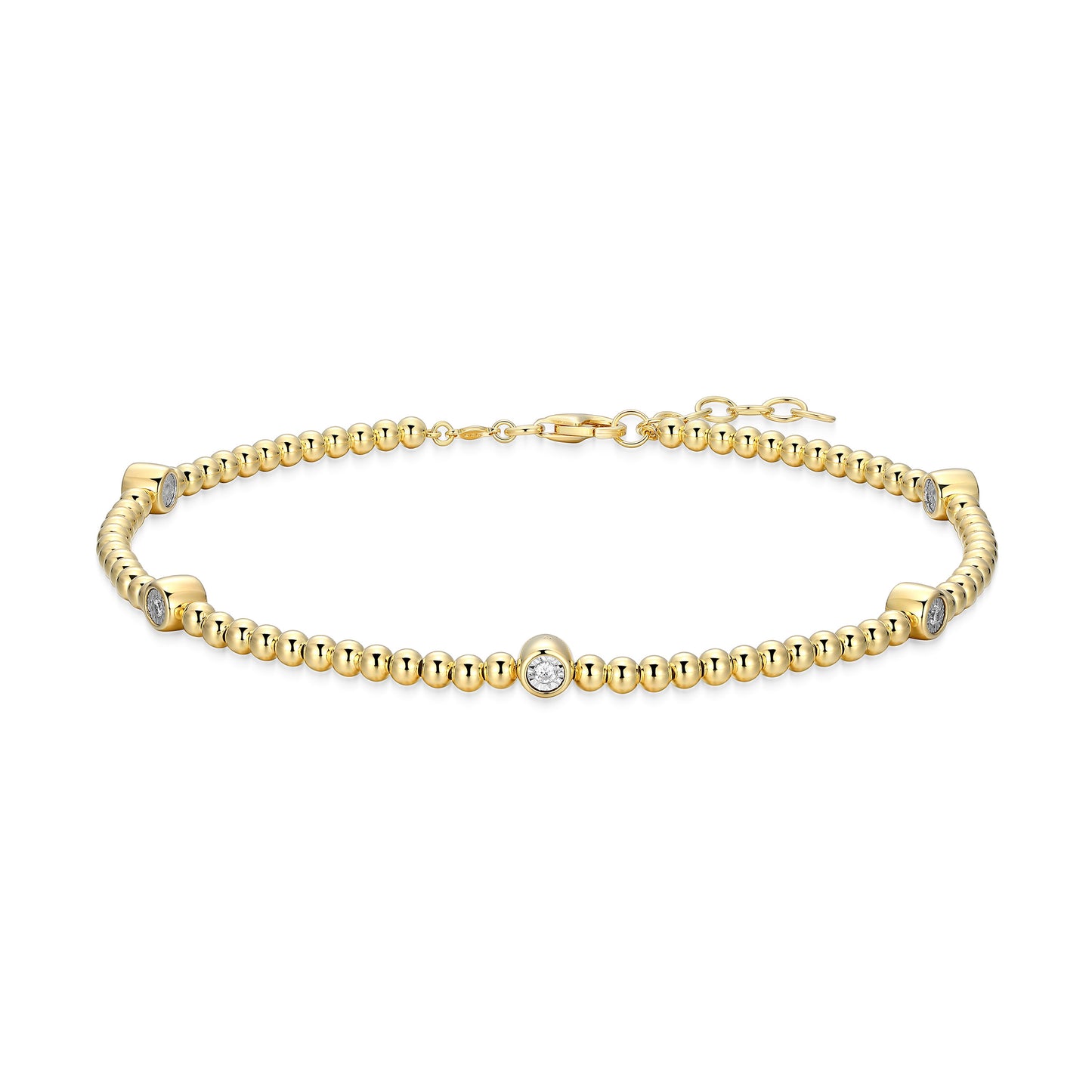 BA0269Y - Bezel-Set Multi-Station Lab-Created Diamond Beaded Anklet | m by monte luna