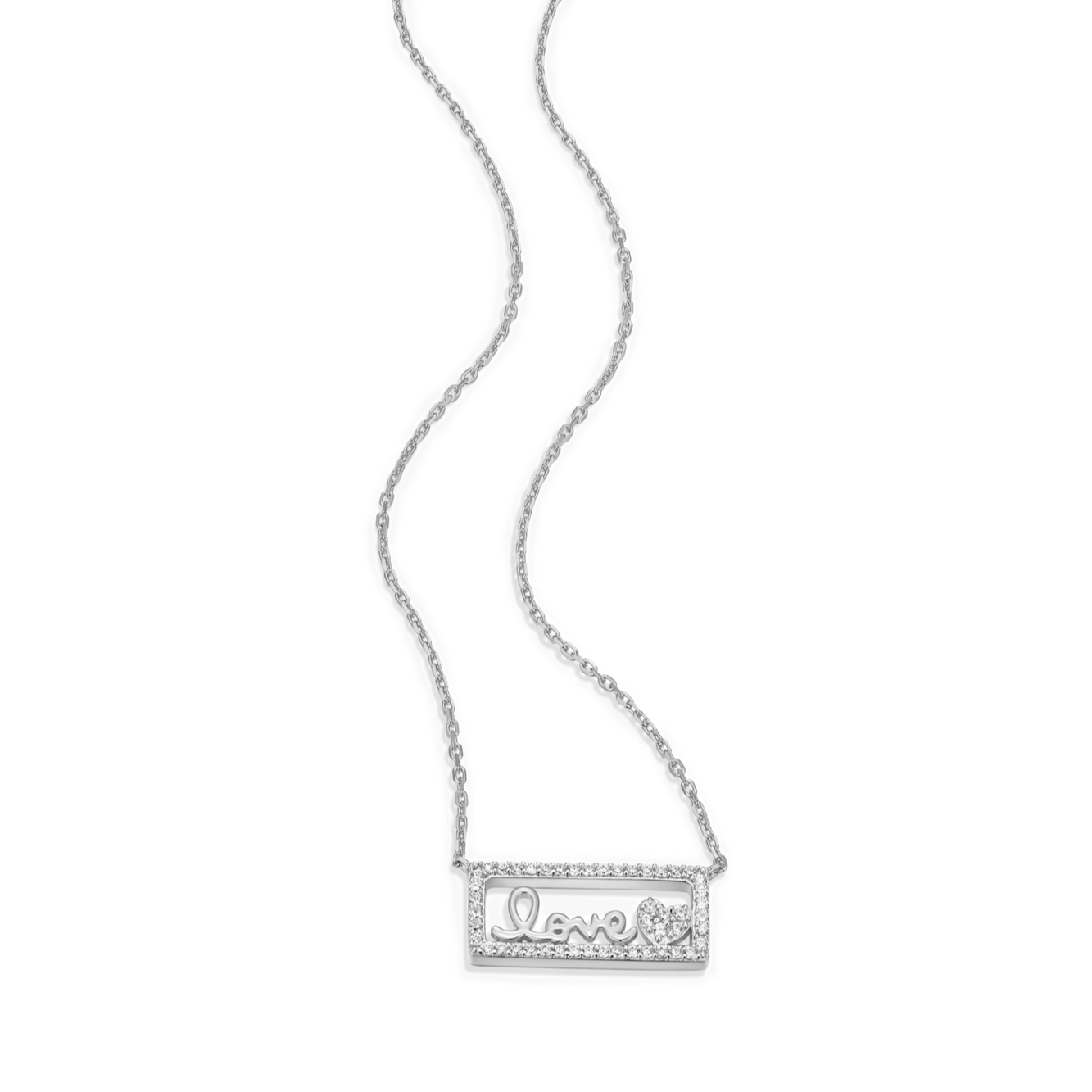 Framed Love Necklace in Rhodium-Plated Sterling Silver | M by Monte Luna