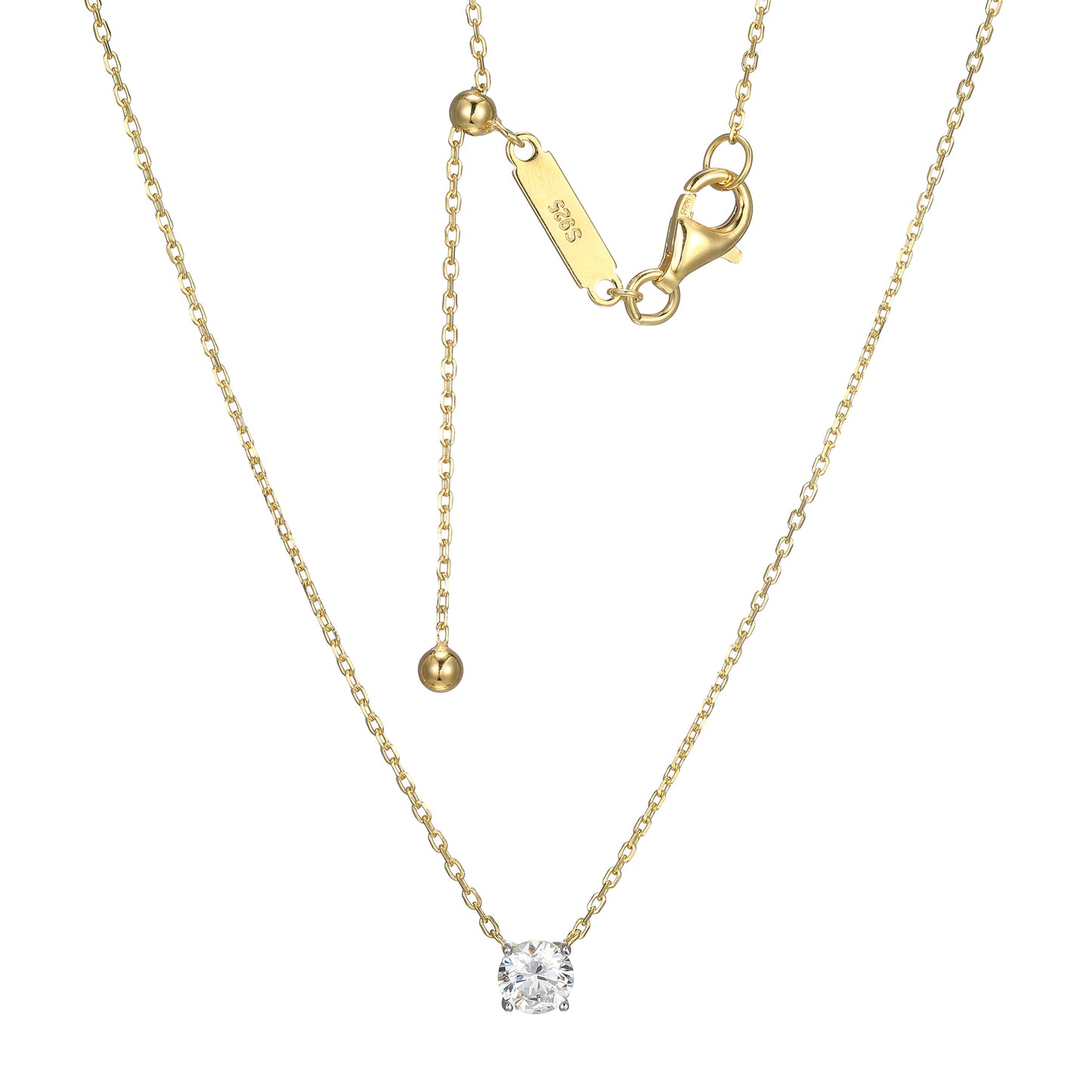MN0116W - Essentials Medium Solitaire Lab-Created Diamond Necklace | Monte Luna