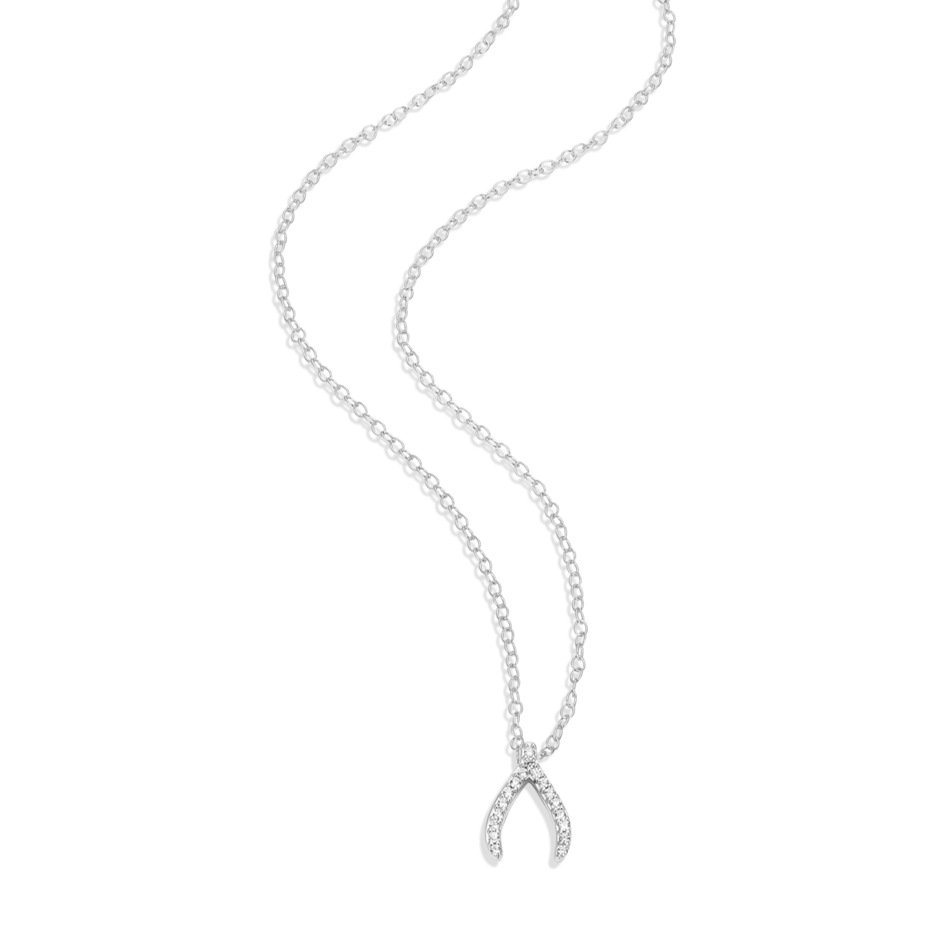 Wishbone Pendant Necklace in Rhodium-Plated Sterling Silver | M by Monte Luna