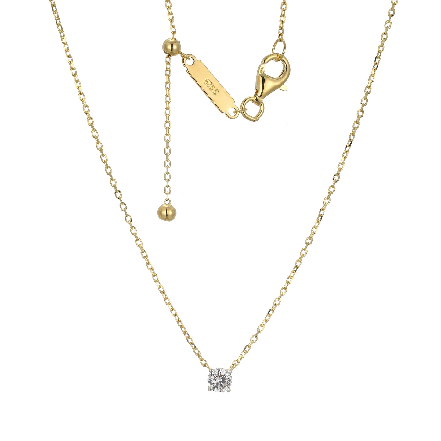 MN0115W - Essentials Small Solitaire Lab-Created Diamond Necklace | Monte Luna