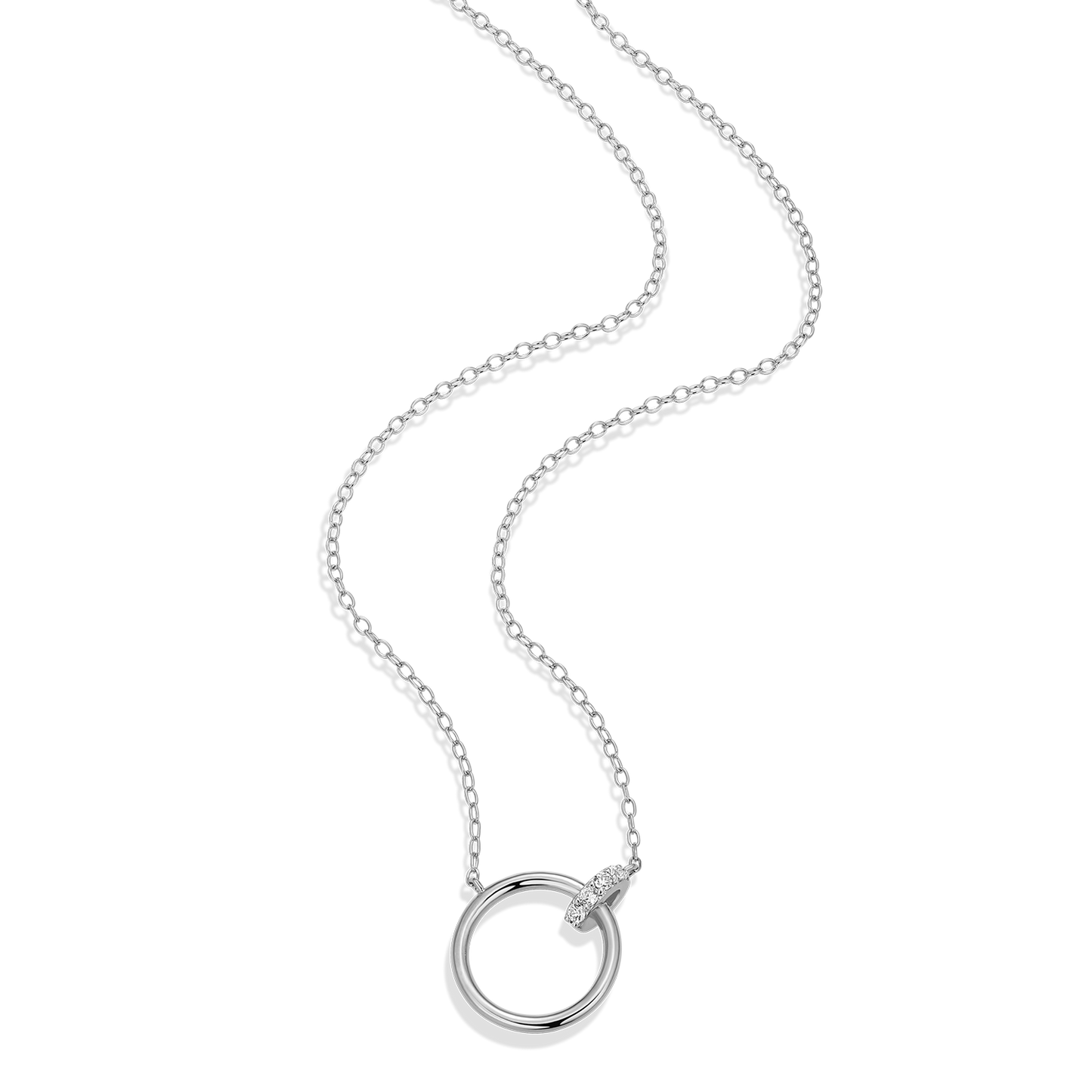 Open Circle Link Lab-Created Diamond Necklace in Rhodium-Plated Sterling Silver | M by Monte Luna