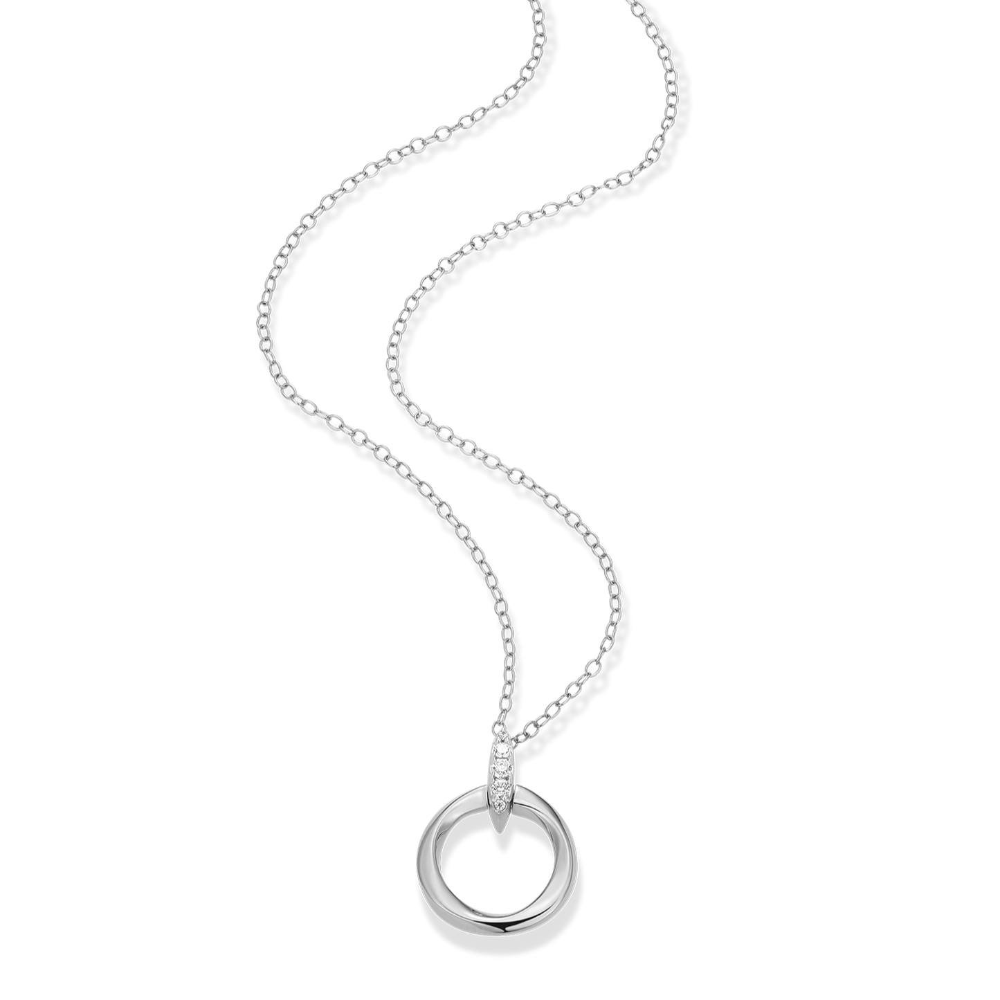 Knife Edge Circle Link Lab-Created Diamond Pendant Necklace in Rhodium-Plated Sterling Silver | M by Monte Luna
