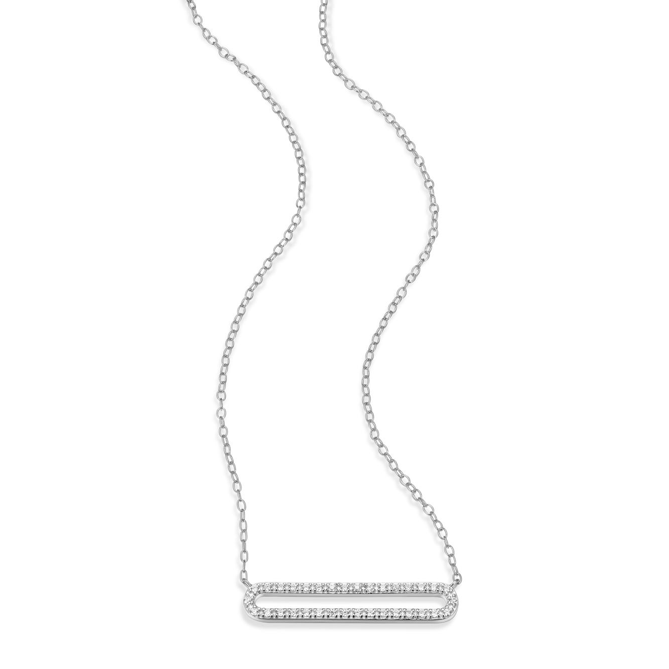 Pave Paperclip Pendant Necklace in Rhodium-Plated Sterling Silver | M by Monte Luna