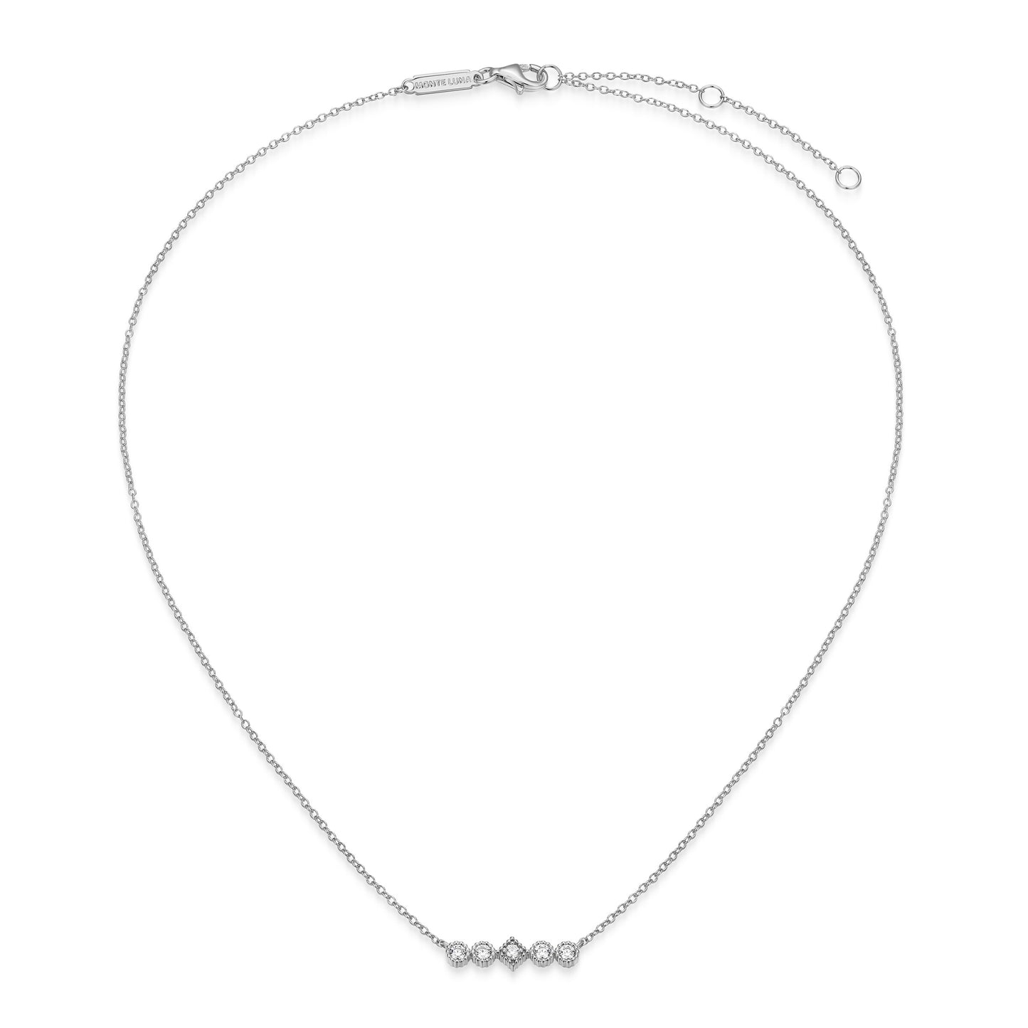 BE0300Y - Round & Diamond Beaded Halo Necklace | m by monte luna