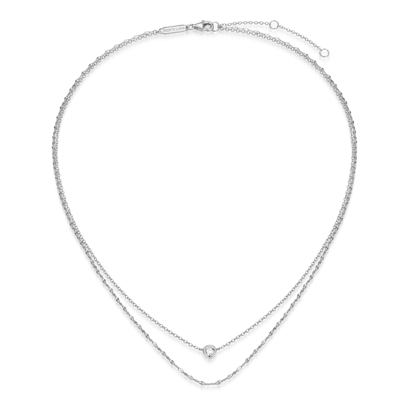 BN0305W - Lumachina & Forzatina Cable Double Chain Necklace | m by monte luna