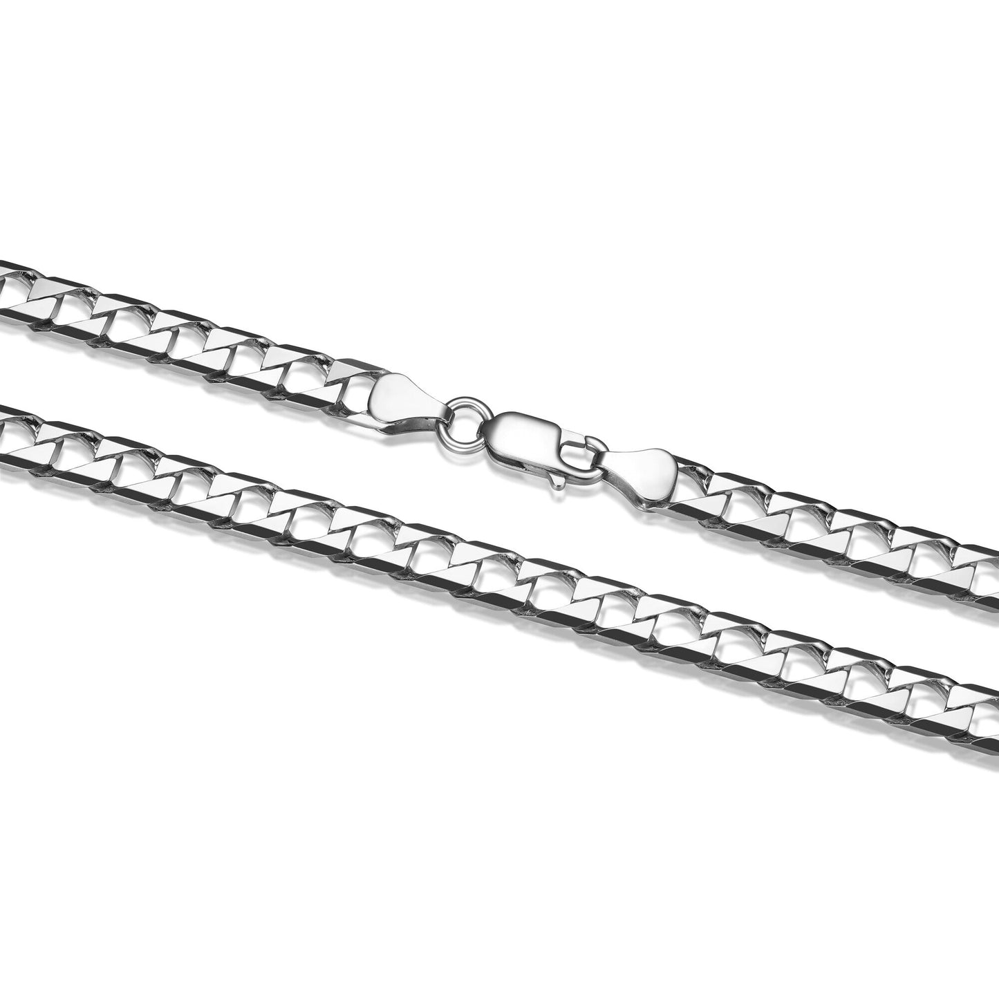 Italian Chain Rhodium Plated Square Curb Necklace - 22" - UN34 | ethos