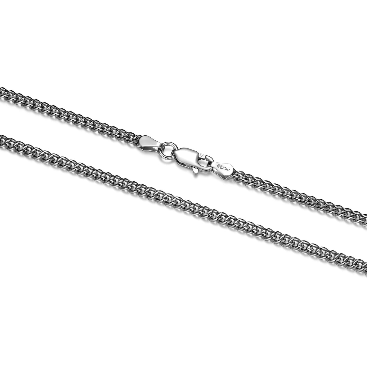 Italian Chain Rhodium Plated Curb Necklace - 20" - UN3520 | ethos