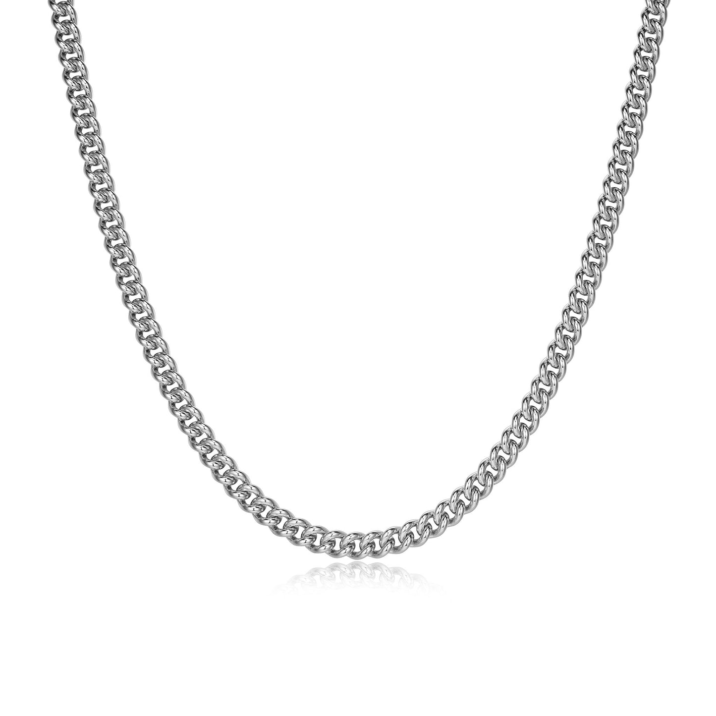 Italian Chain Rhodium Plated Curb Chain Necklace - 24" - UN3624 | ethos