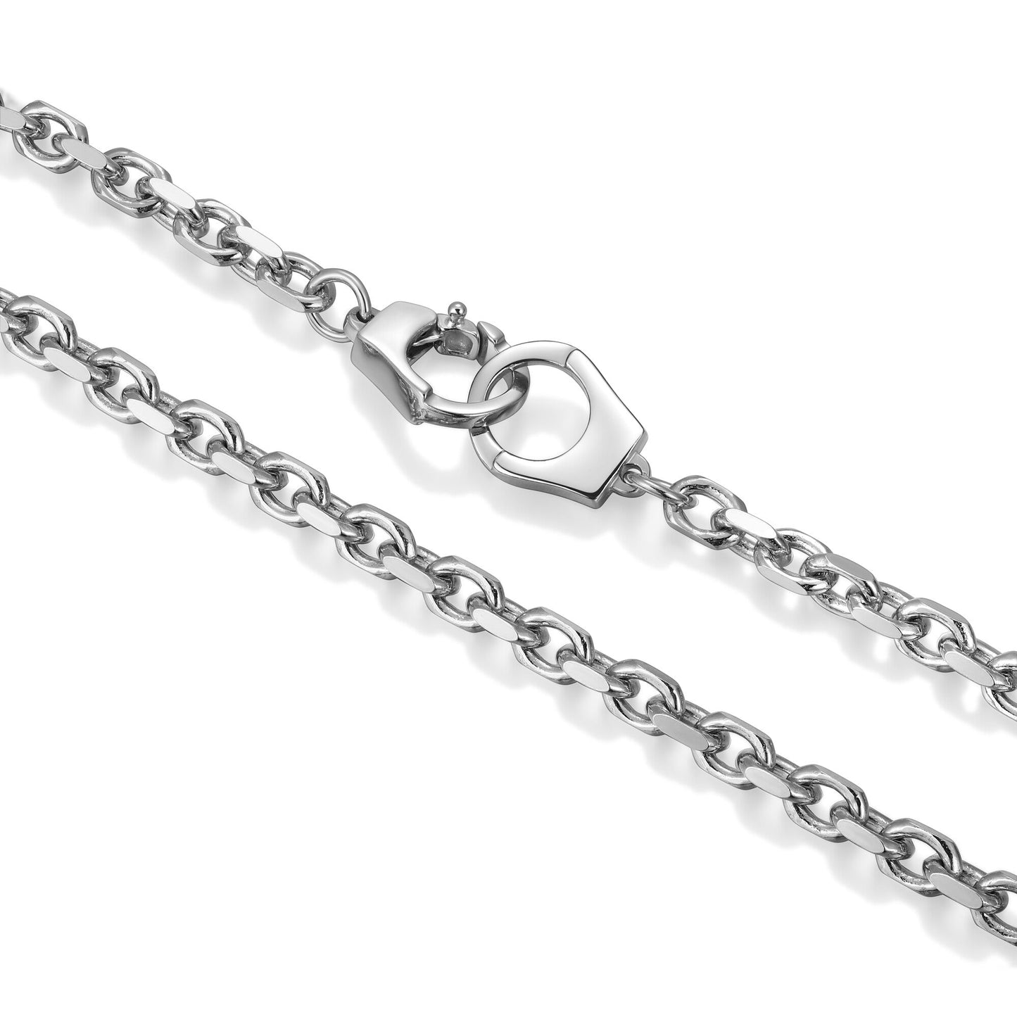 Italian Chain Rhodium Plated Cable Chain Necklace with Handcuff Clasp - 18" - UN41 | ethos