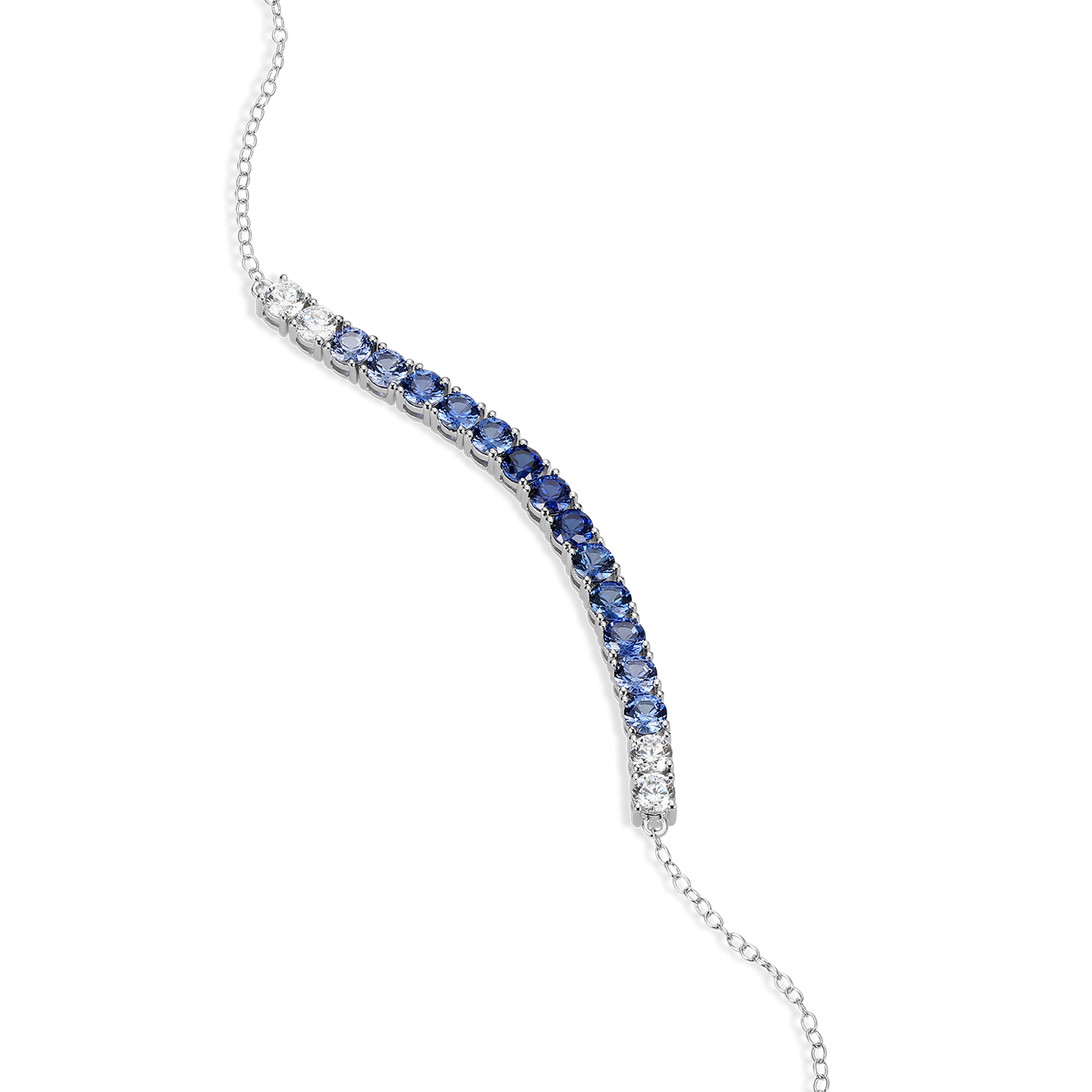 Ombre Line Lab-Created Sapphire & Diamond Bolo Bracelet in Rhodium-Plated Sterling Silver | M by Monte Luna