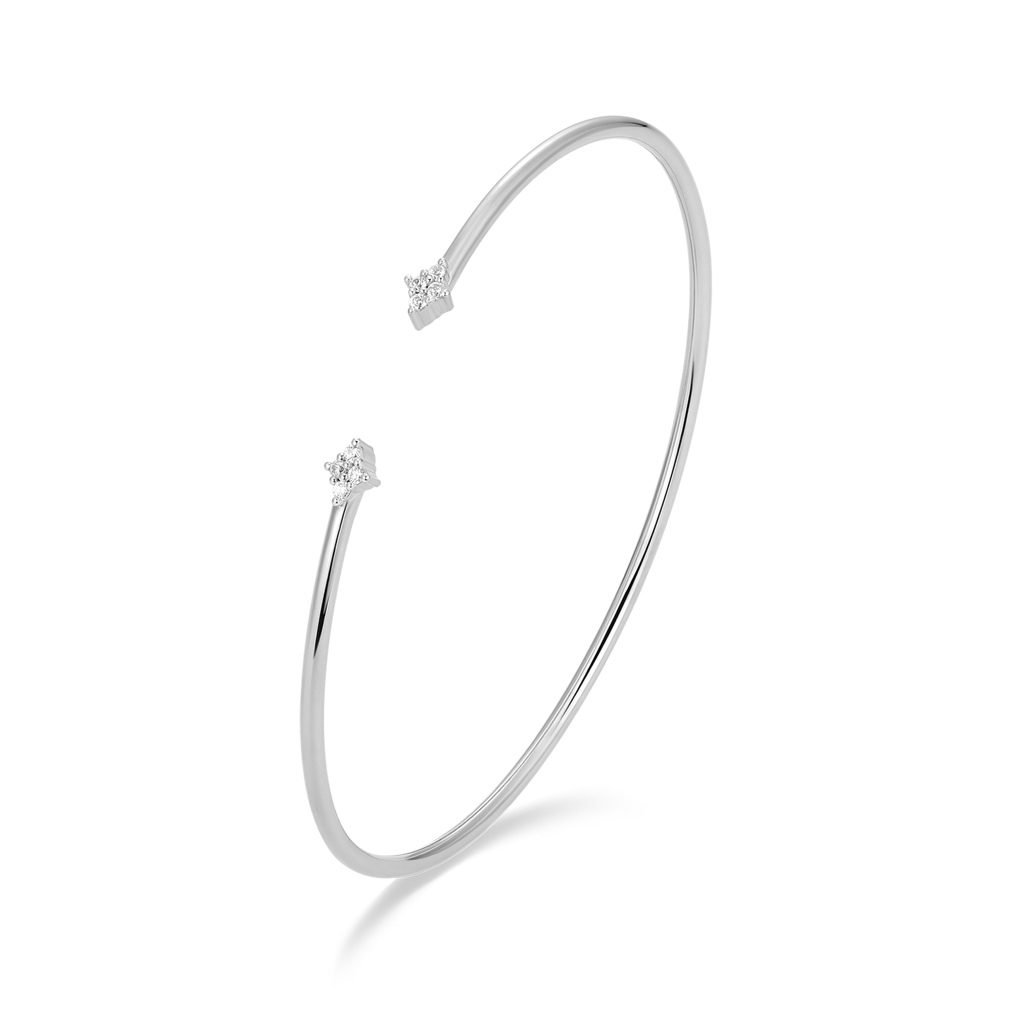 Four Cluster Lab-Created Diamond Flex Cuff Bracelet in Rhodium-Plated Sterling Silver | M by Monte Luna