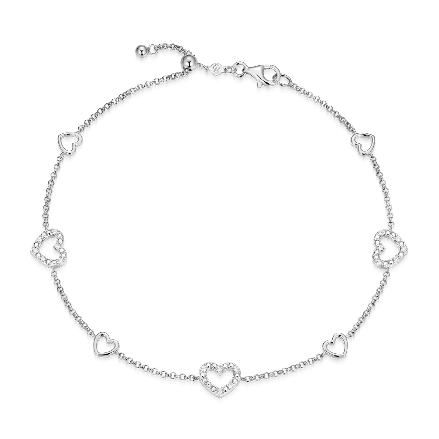 BA0274W - Amoré Station Lab-Created Diamond Bolo Anklet | m by monte luna