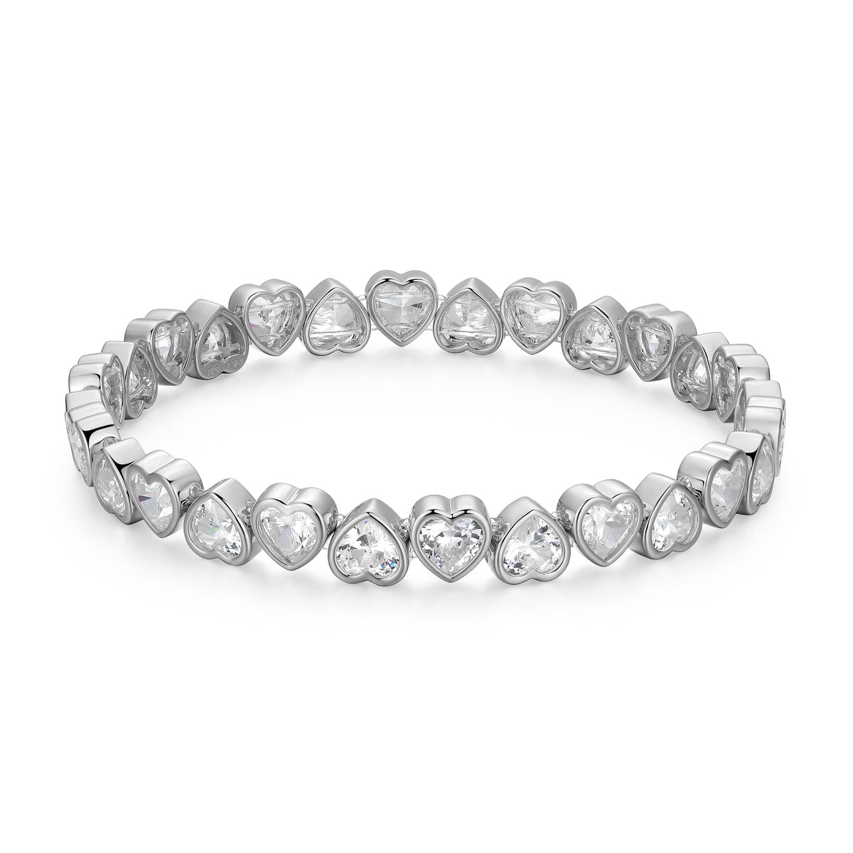 RB0200W - Heart CZ Stretch Bracelet | reign