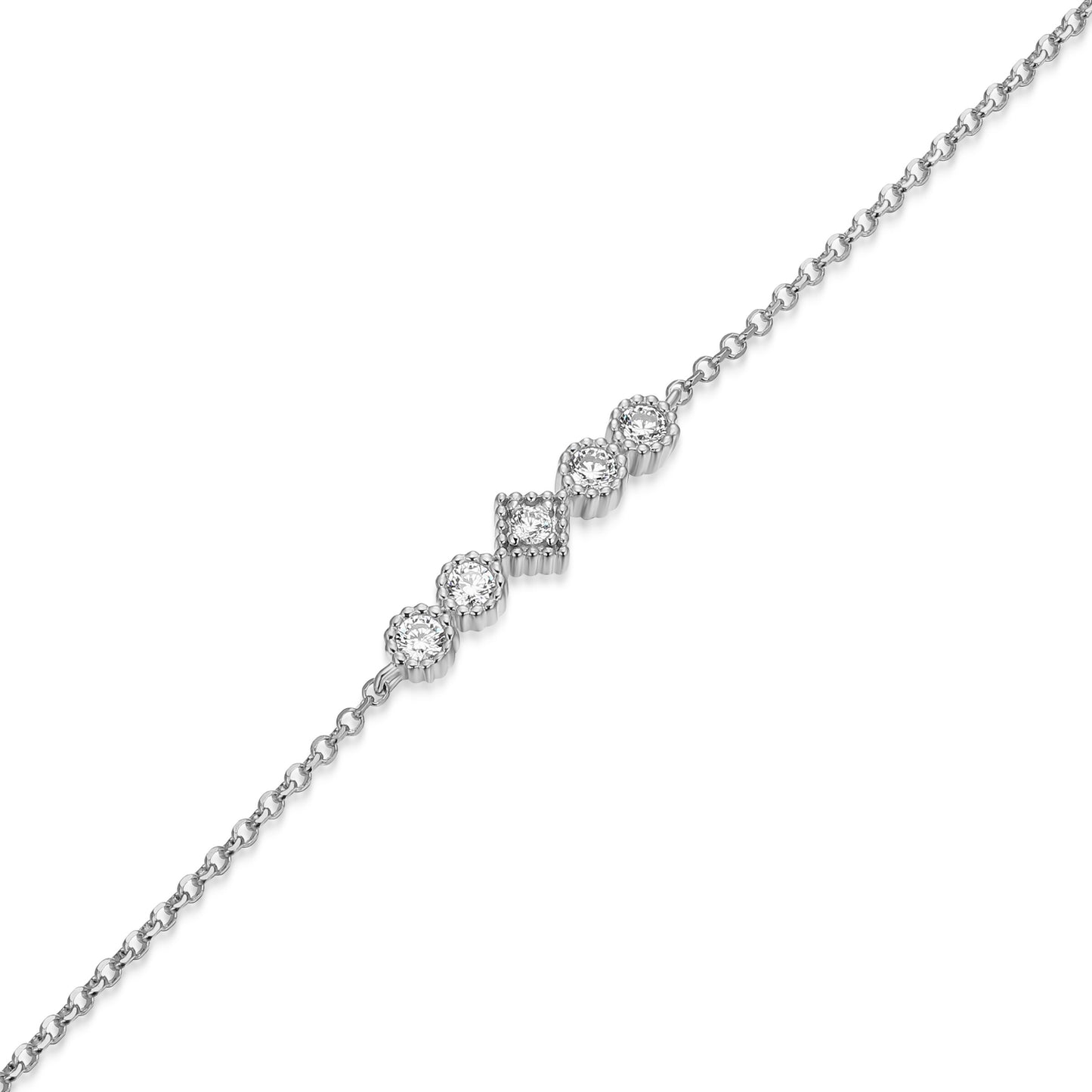 BN0299Y - Round & Diamond Beaded Halo Bolo Bracelet | m by monte luna