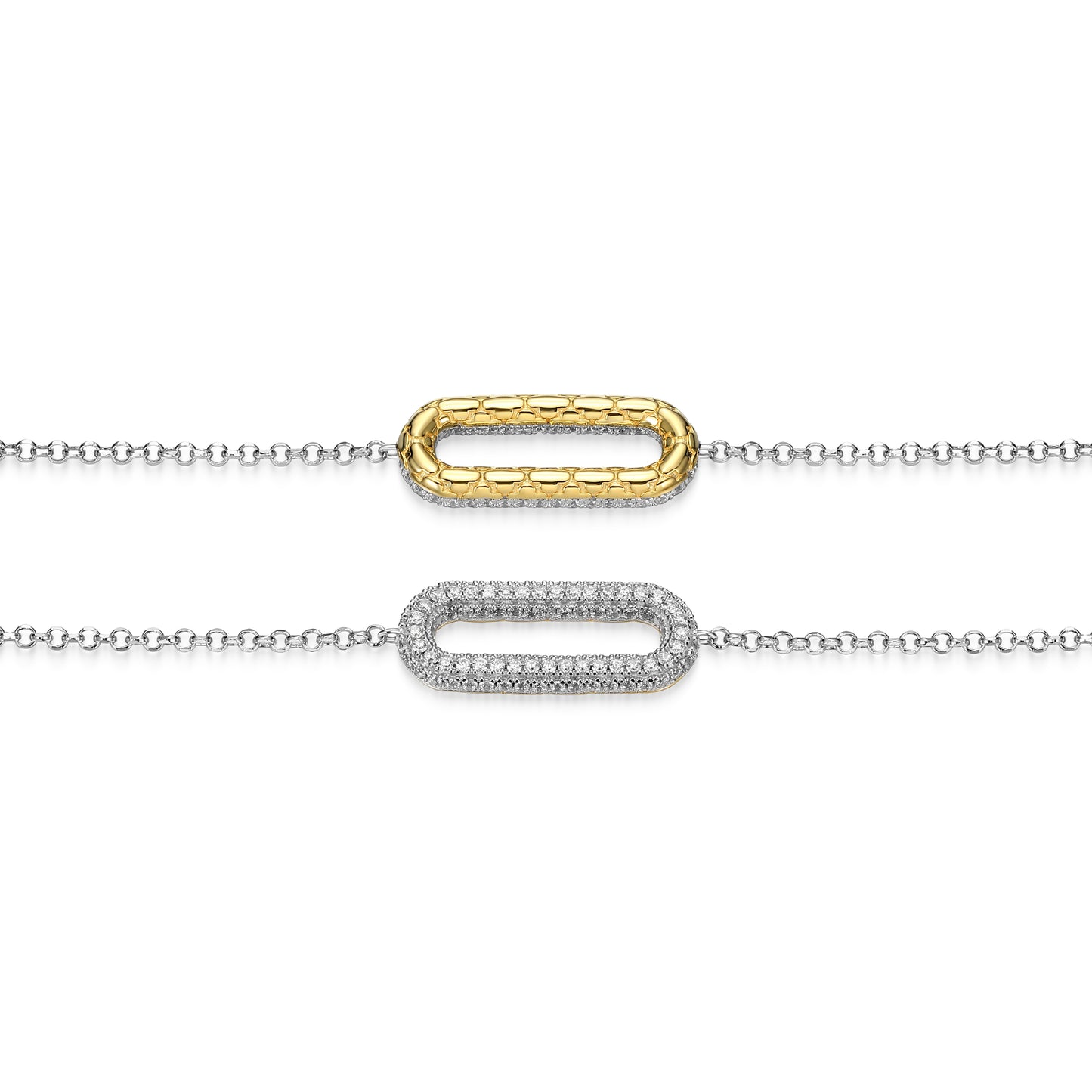CB0222 - Reversible Pavé-Quilted Paperclip Bracelet | Paris 1901