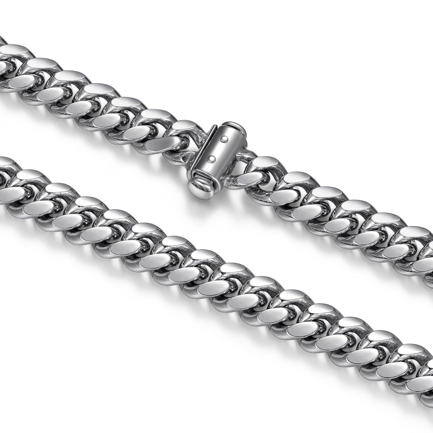 Italian Chain Rhodium Plated Oval Curb Bracelet with Push Lock - 8.5" - UB32 | ethos