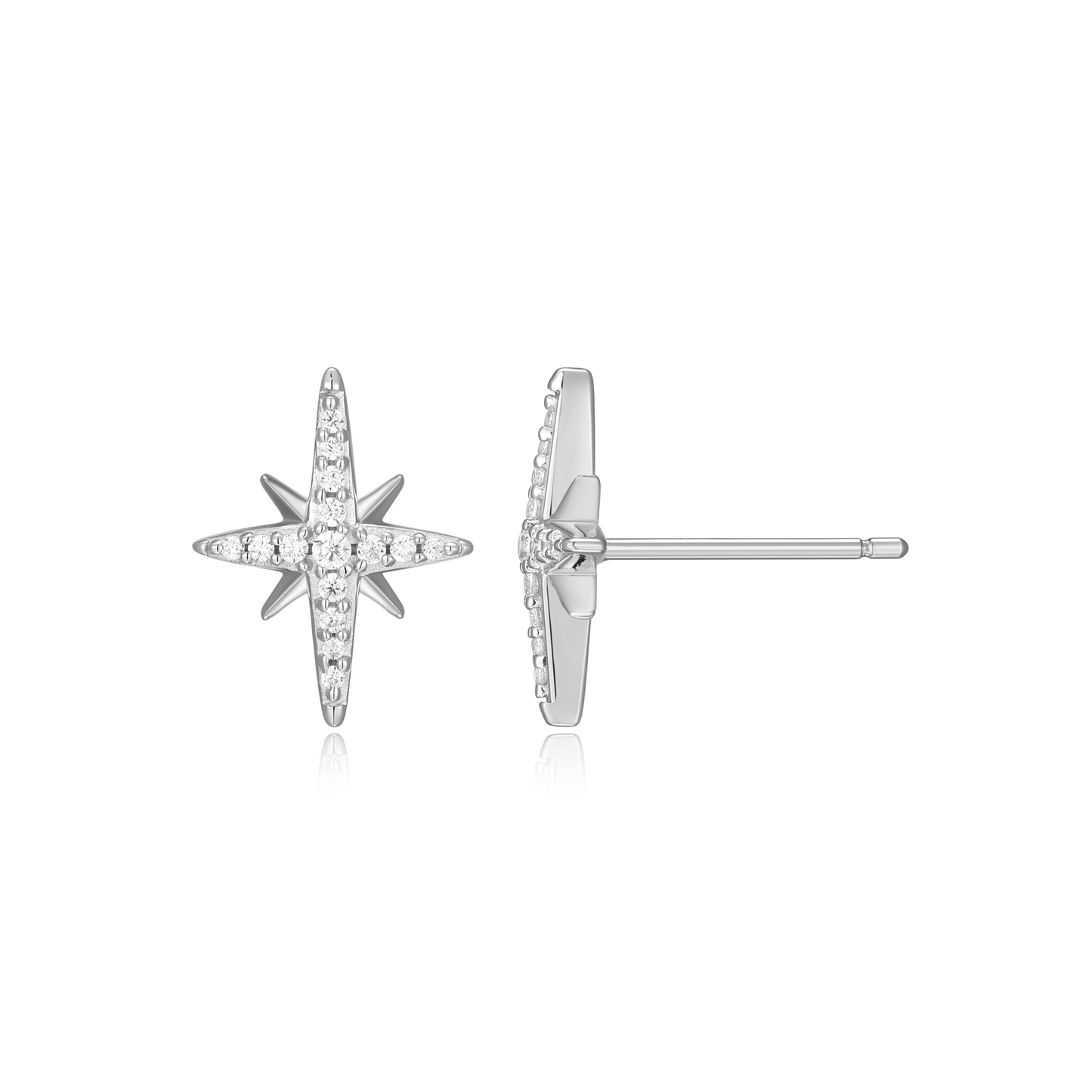 Cardinal Points Stud Earrings in Rhodium-Plated Sterling Silver | M by Monte Luna