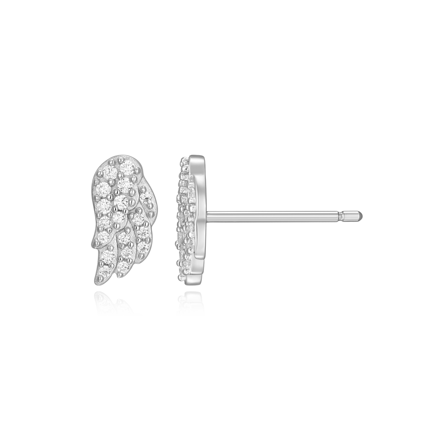 Wing Stud Earrings in Rhodium-Plated Sterling Silver | M by Monte Luna
