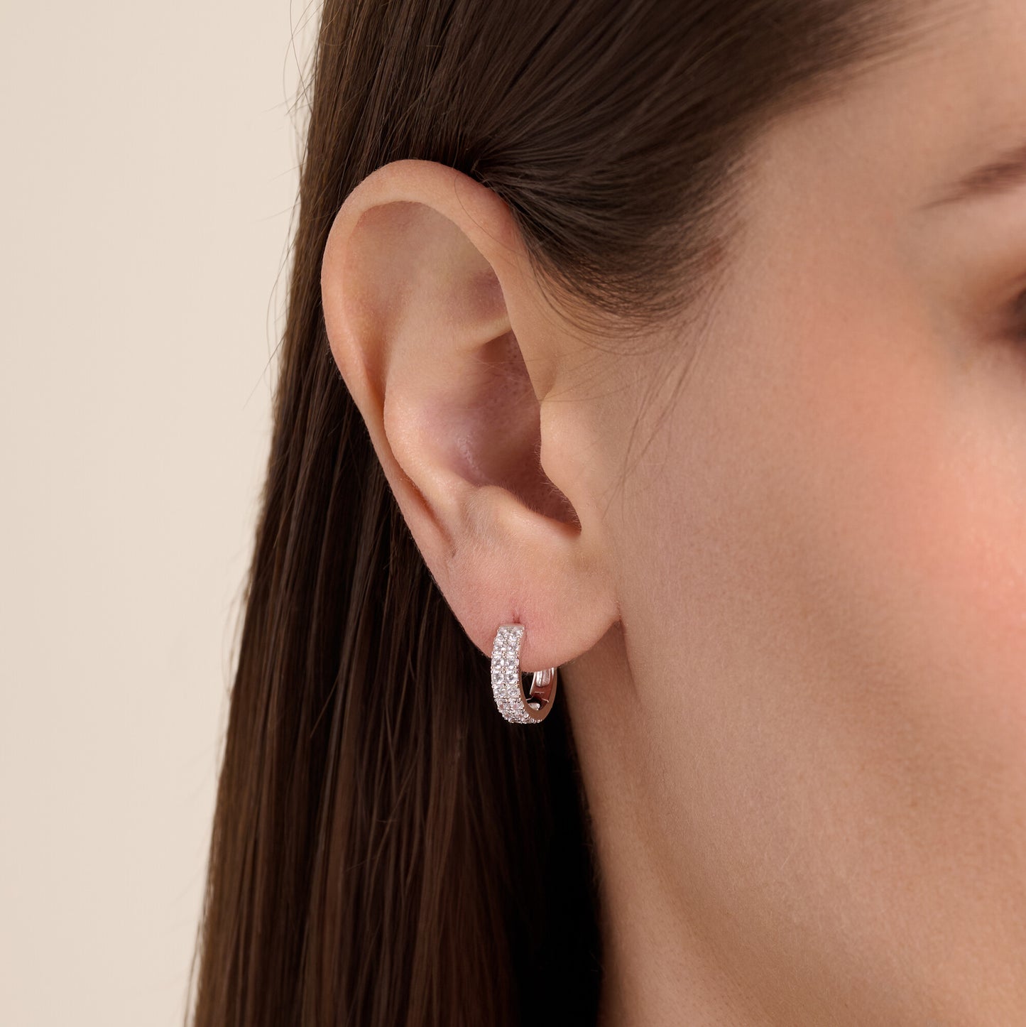 Double Row Hoop Earrings in Rhodium-Plated Sterling Silver | M by Monte Luna